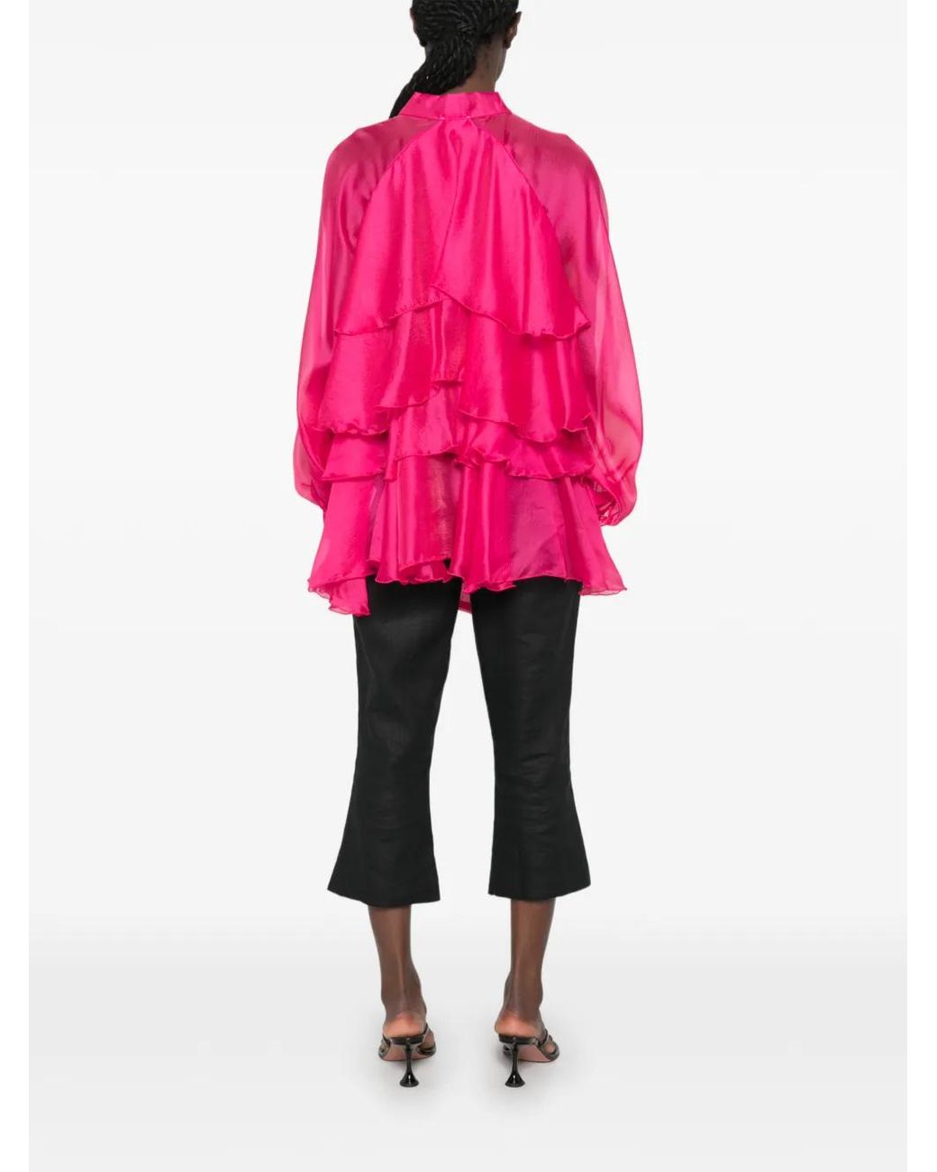Paperlace Pink Ruffled Pussy-Bow Blouse
