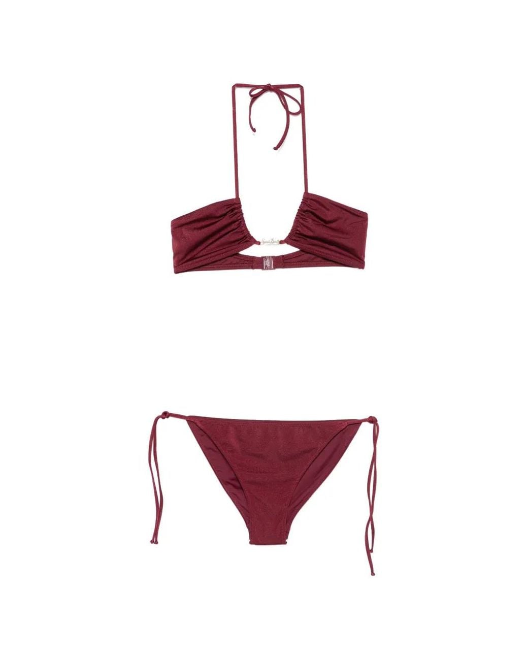Mc2 Saint Barth Red Halterneck Side-Tie Bikini