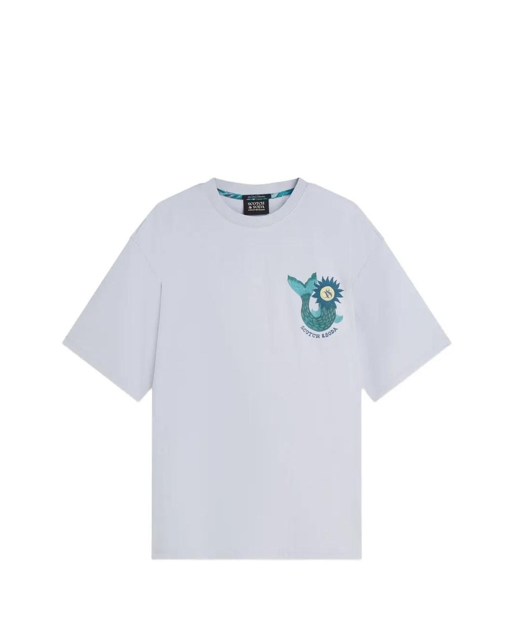Scotch & Soda Blue Artwork Graphic-Print T-Shirt for men