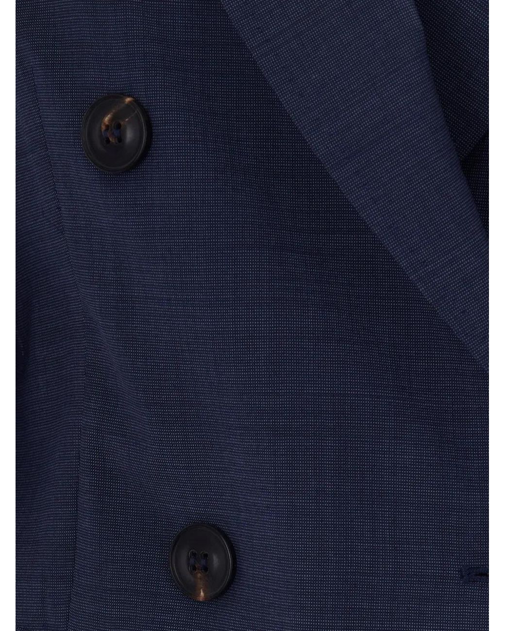 Max Mara Blue Blazer En Laine Vierge À Boutonnière Croisée