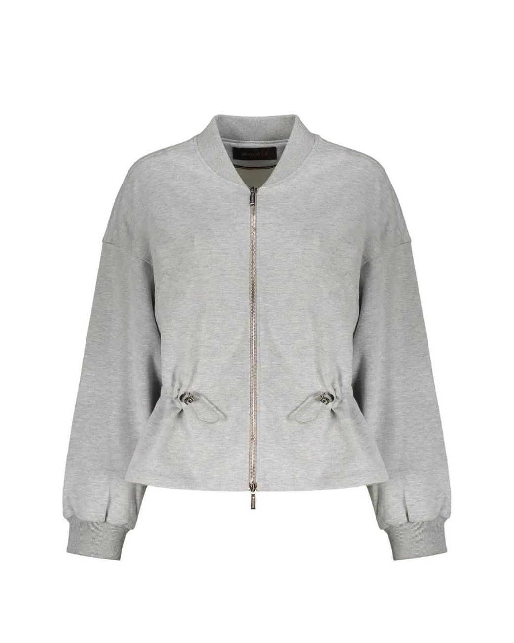 Moorer Gray Zip-Up Drawstring Hoodie