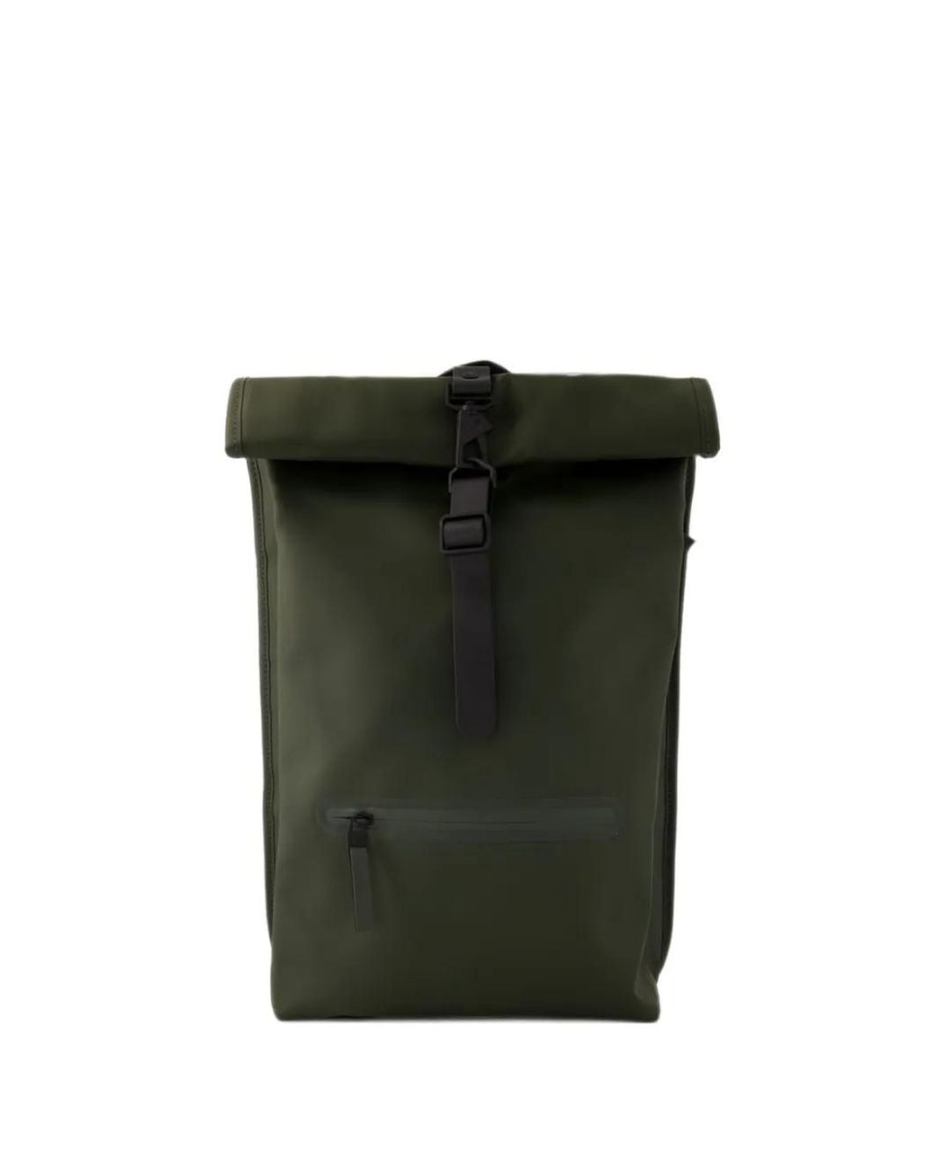 Rains Black Rolltop Backpack Bag