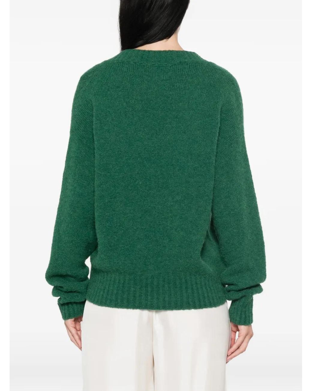 Weekend by Maxmara Green V-Neck Alpaca Sweater
