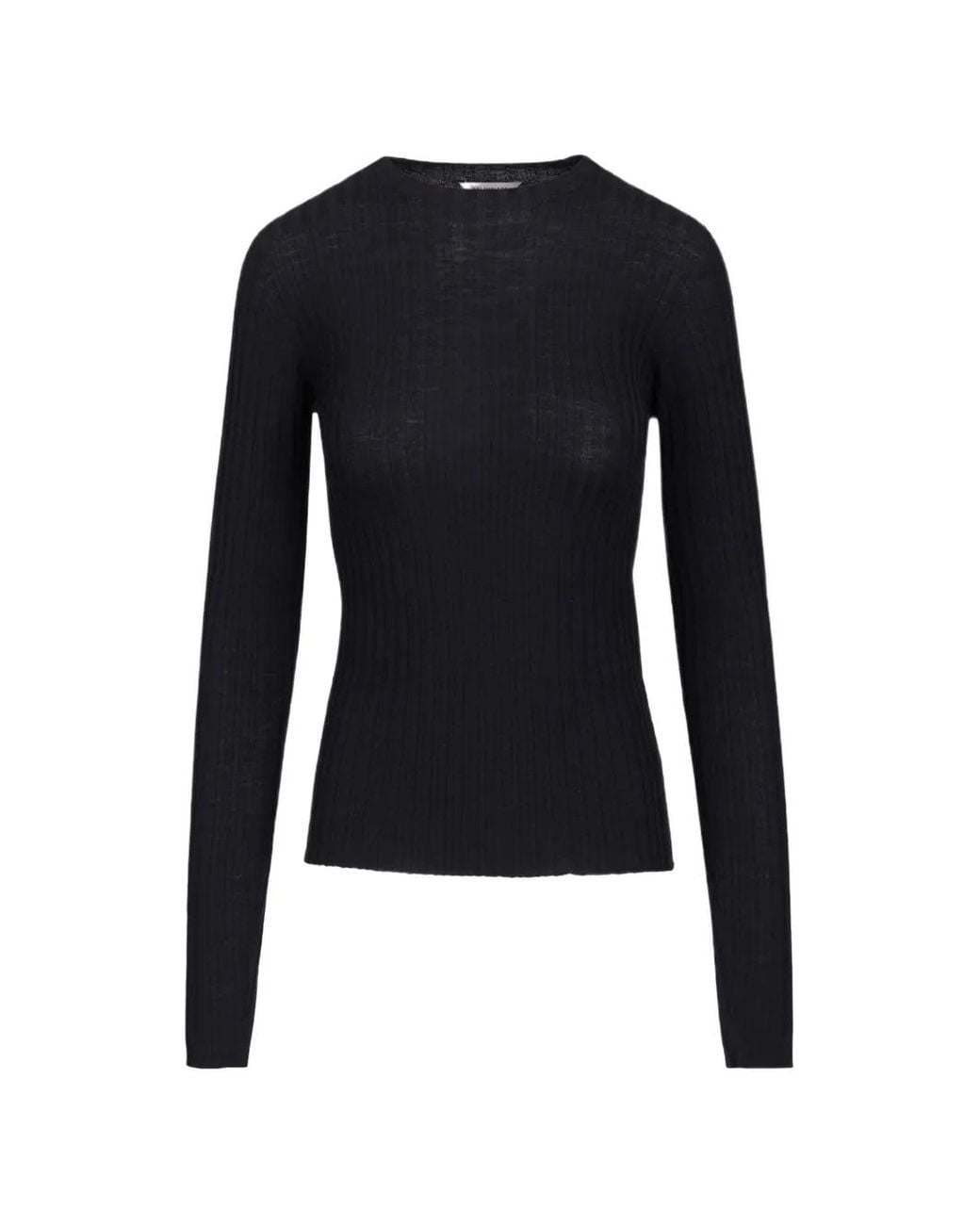 Balenciaga Blue Ribbed-Knit Seamless Sweater