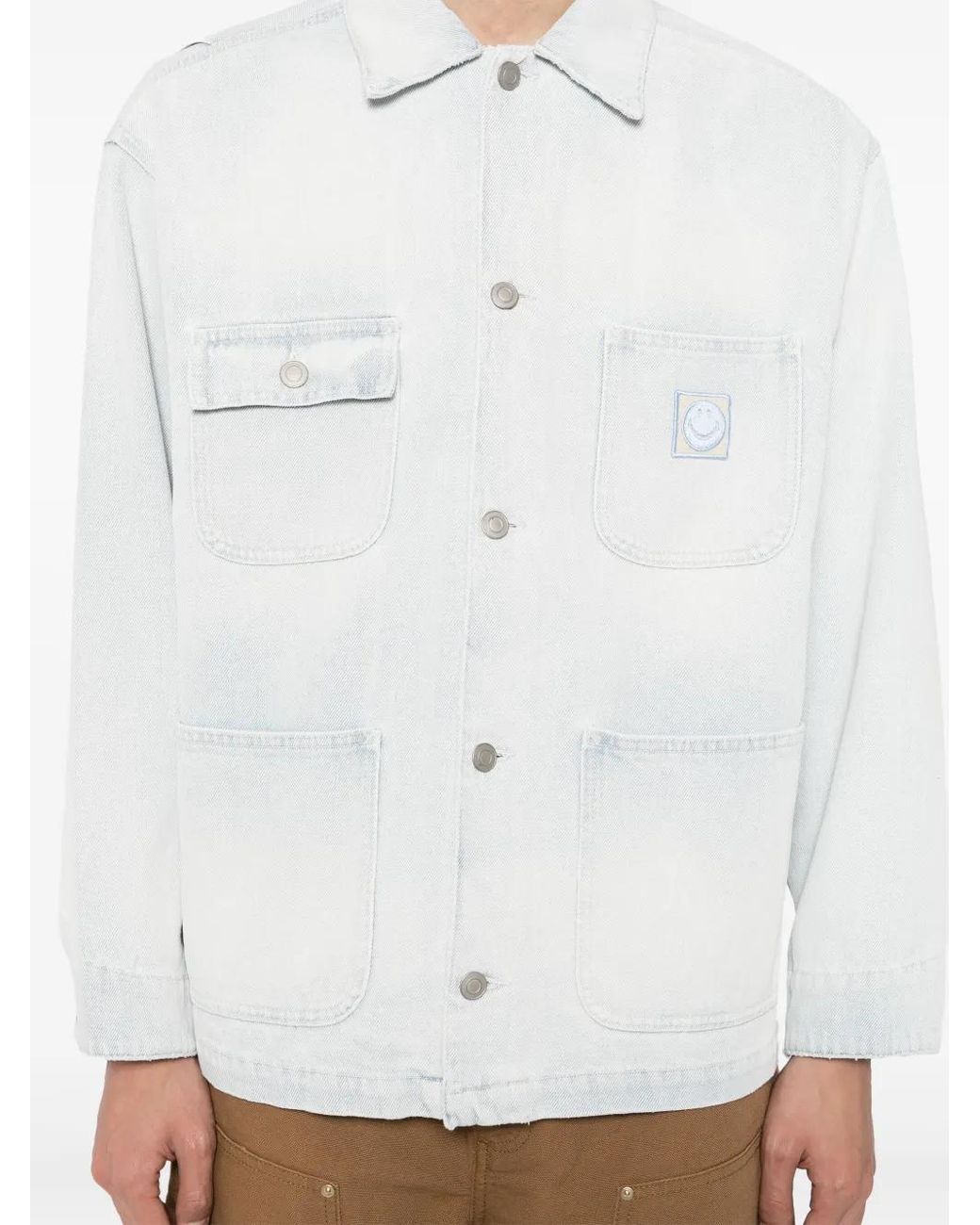 Joshua Sanders White Logo-Patch Denim Jacket for men