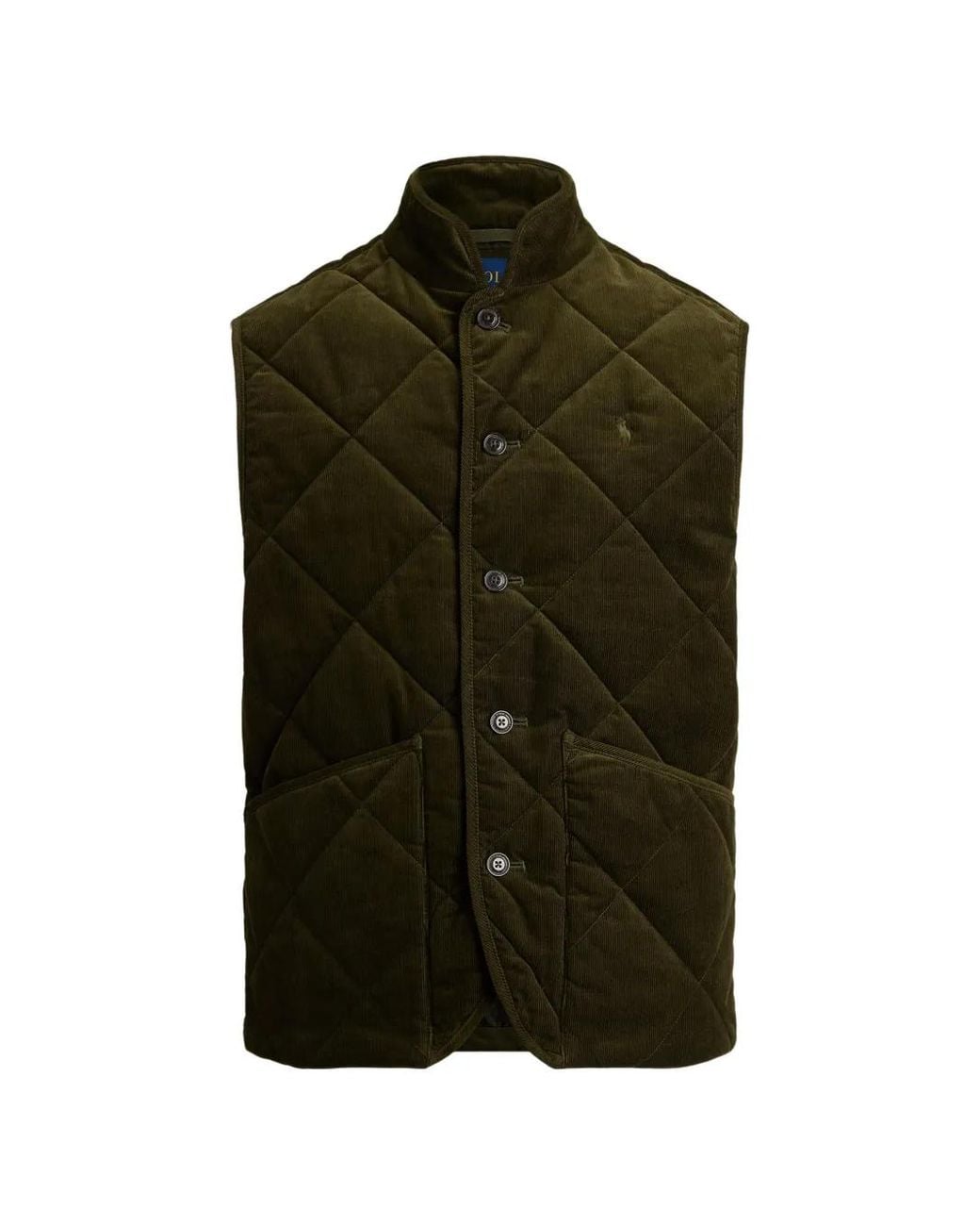 Polo Ralph Lauren Green Gilet Matelassé En Velours Côtelé for men