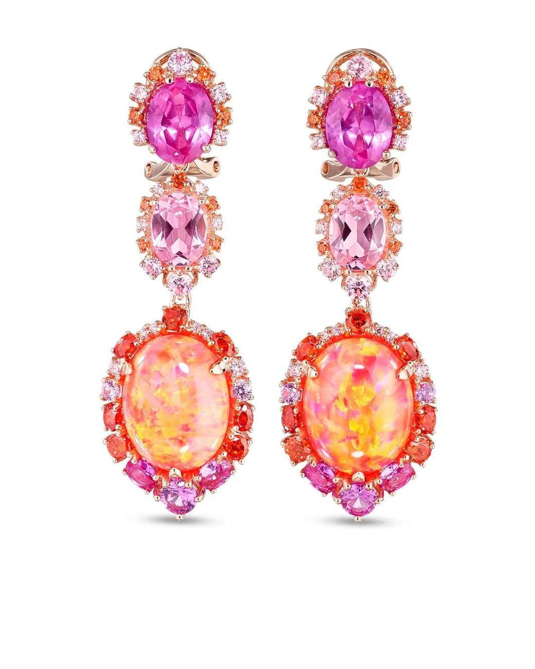 Anabela Chan Pink 18K Vermeil Ocean Opal And Sapphire Drop Earrings