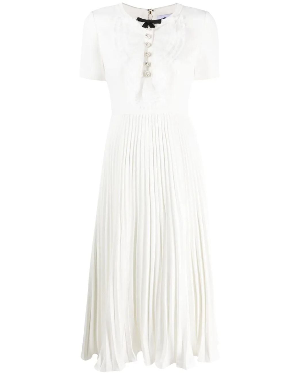 Self-Portrait White Lace Midi Dress