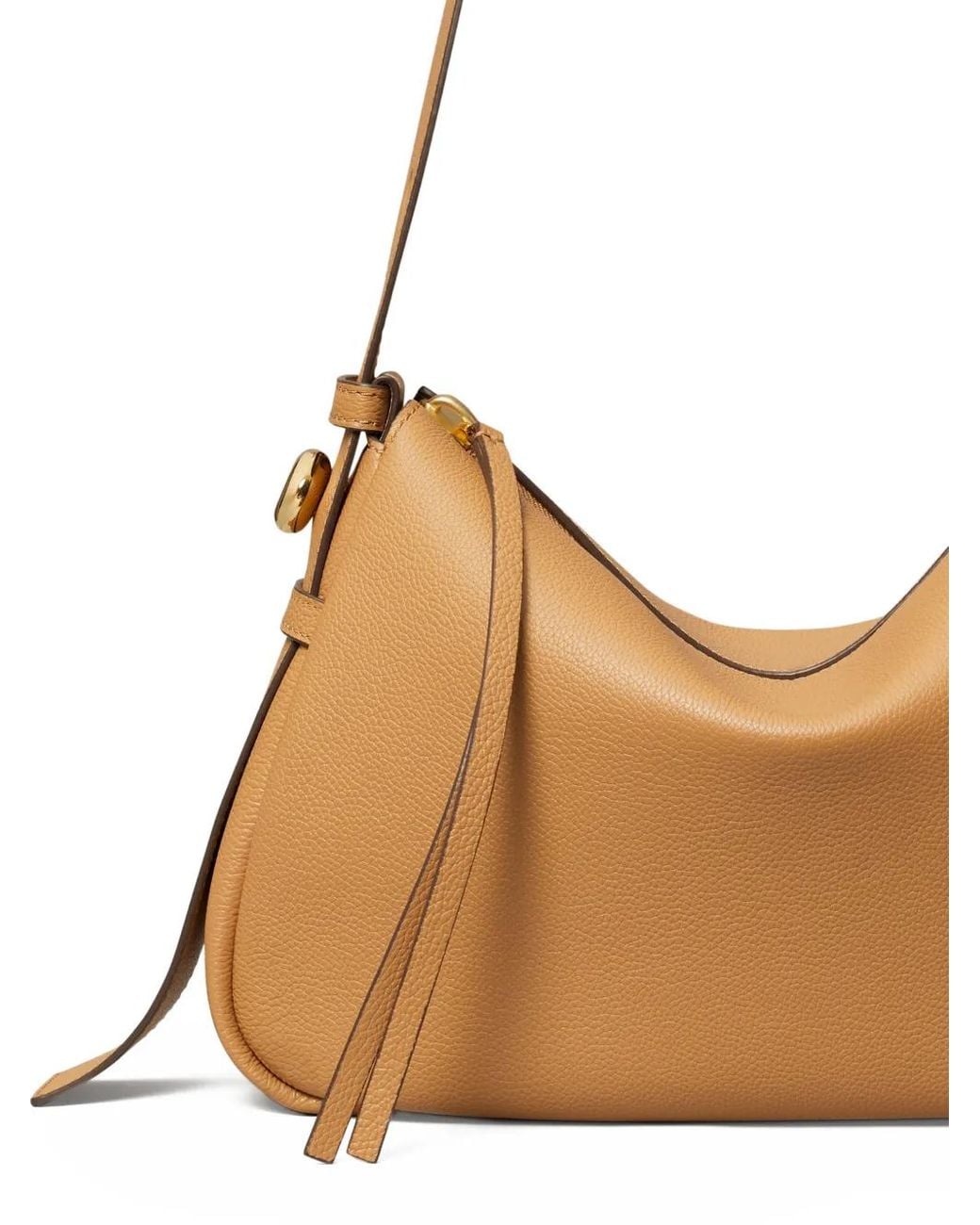 Tory Burch Natural Medium Romy Zip Leather Shoulder Bag