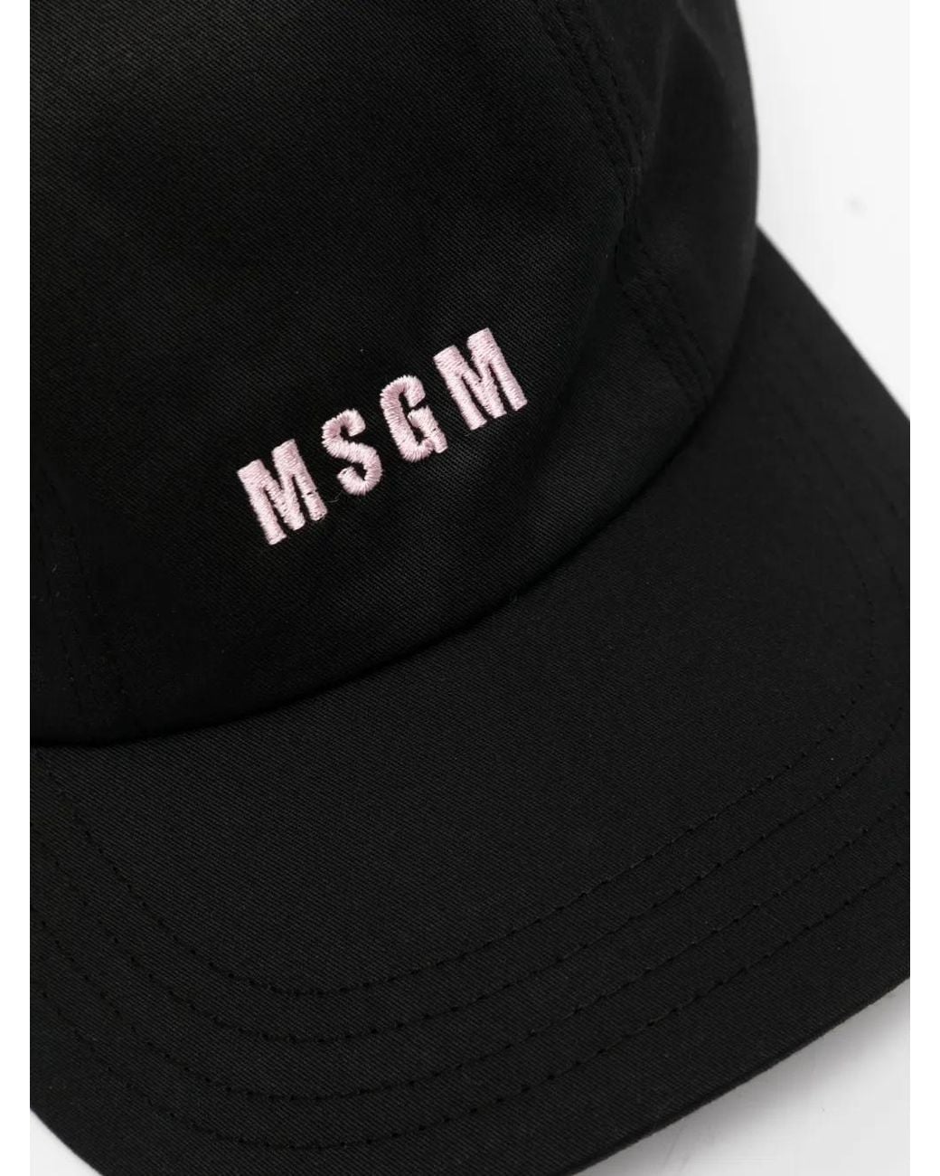 MSGM Black Logo-Embroidered Cotton Cap