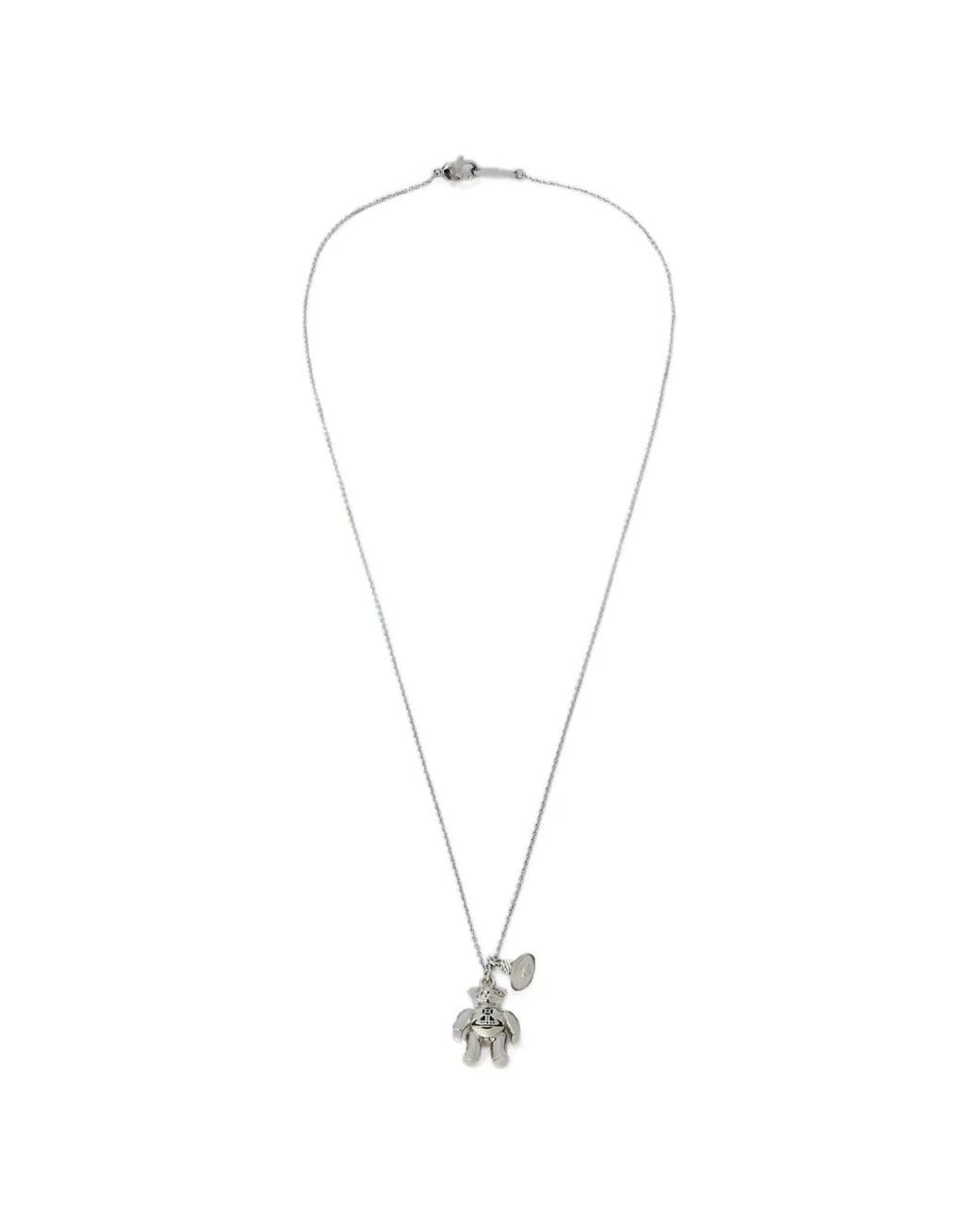 Vivienne Westwood White Bear-Pendant Chain Necklace for men