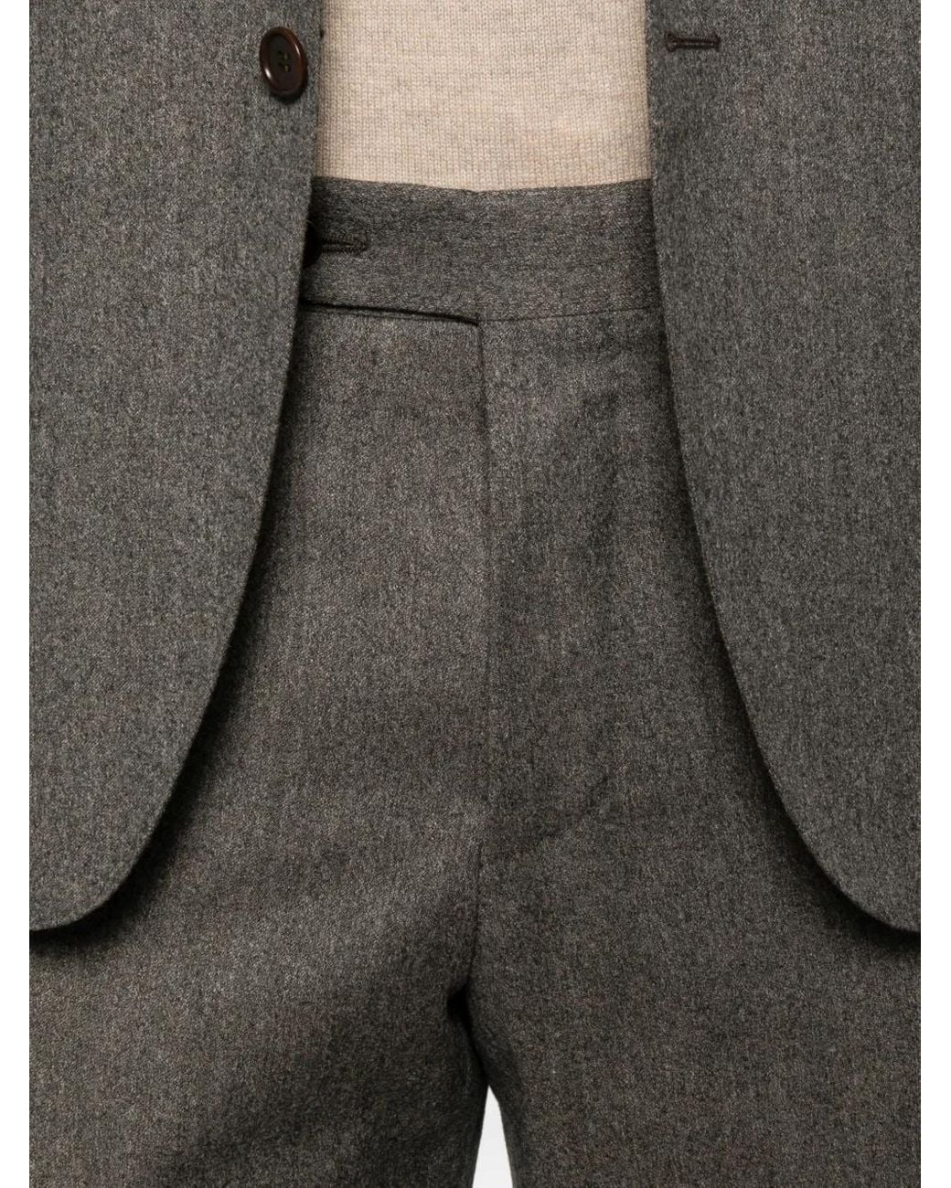 Canali Gray Herringbone Wool Suit for men