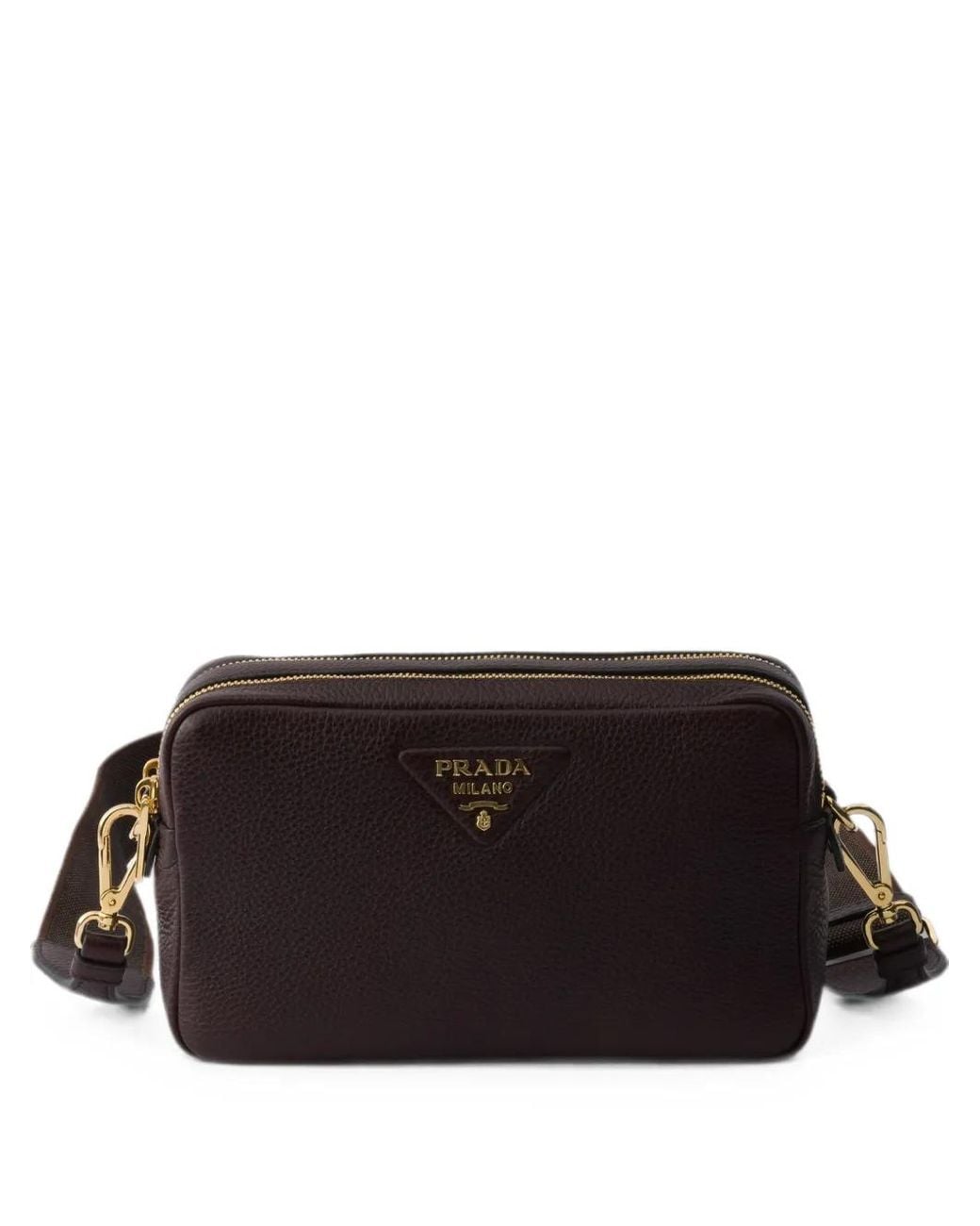 Prada Black Small Double-Zipped Leather Cross Body Bag