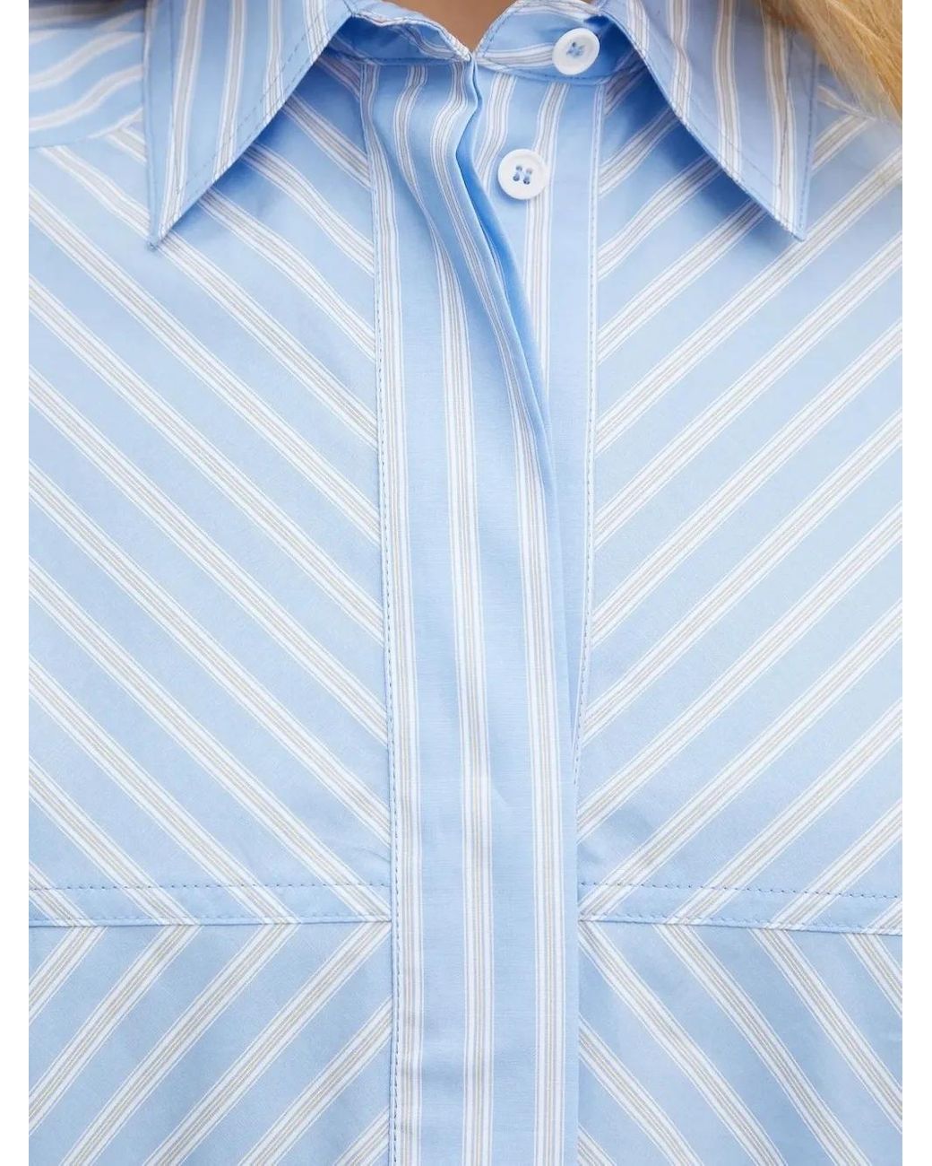 IVY & OAK Blue Long-Sleeves Diagonal-Stripe Shirt