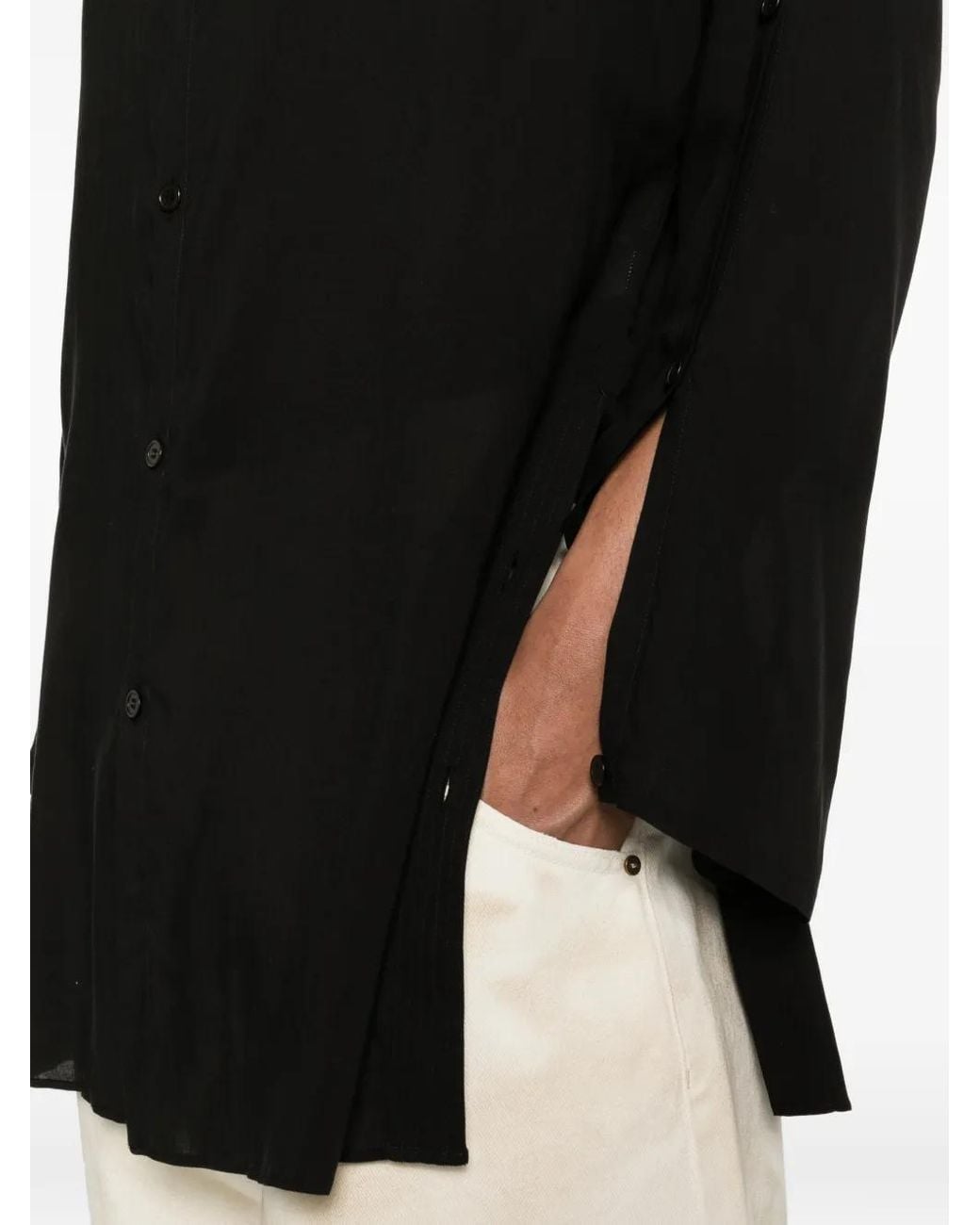 Yohji Yamamoto Black Button Shirt for men