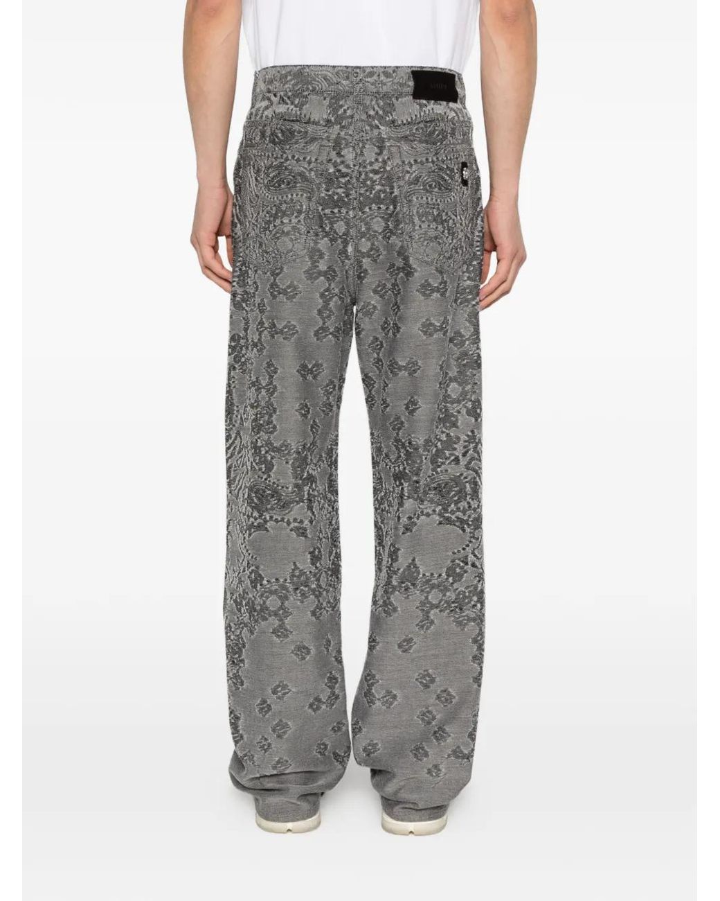 Amiri Gray Bandana Baggy Jeans for men