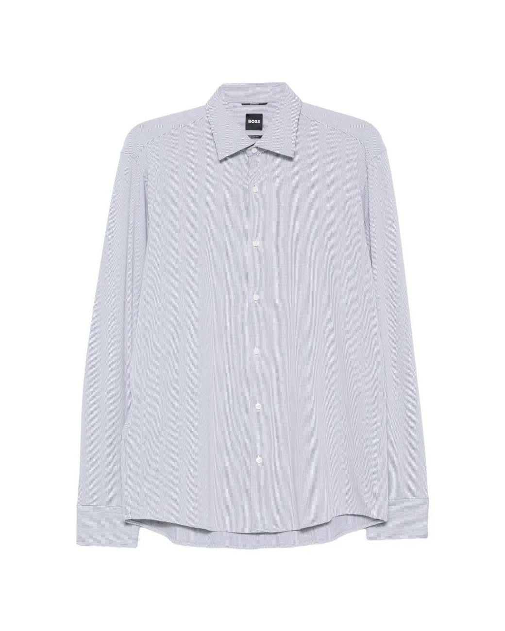 Boss White Micro-Stripe Buttoned Shirt for men