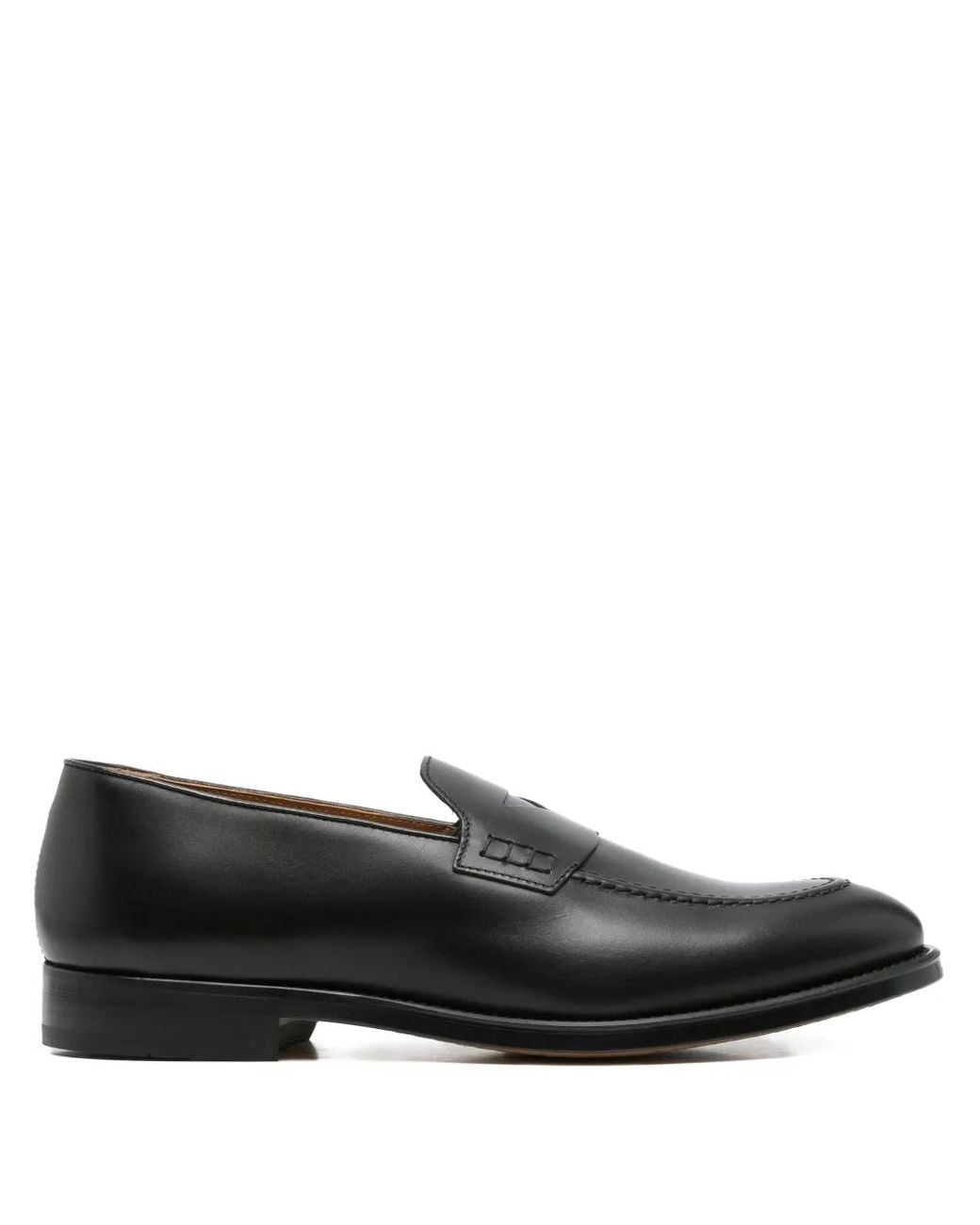 Doucal's Black Leather Loafers for men
