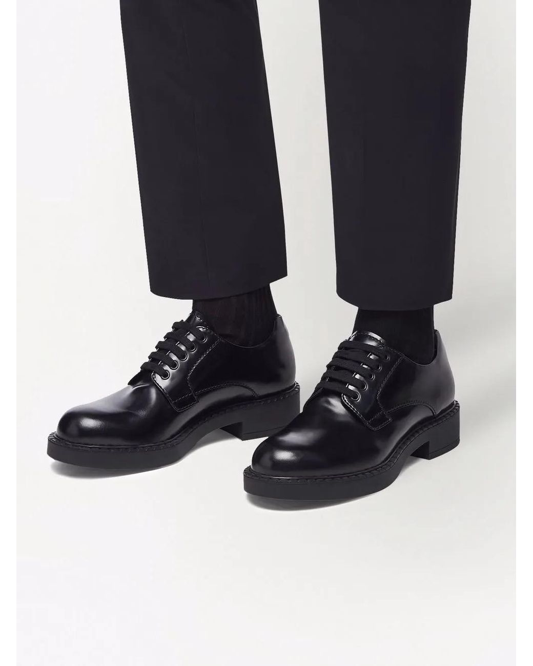 Prada Black Lace-up Derby Shoes for men