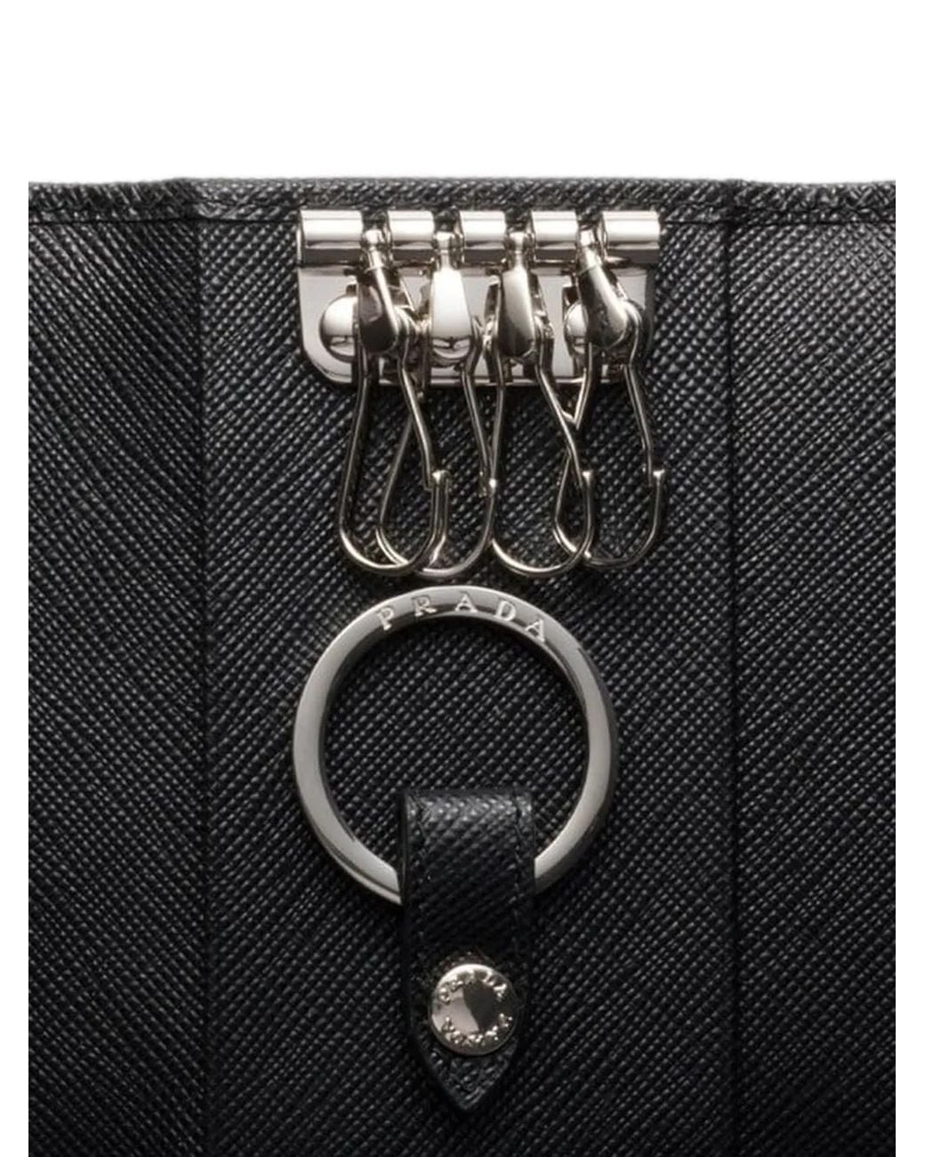 Prada Gray Saffiano Leather Key Case