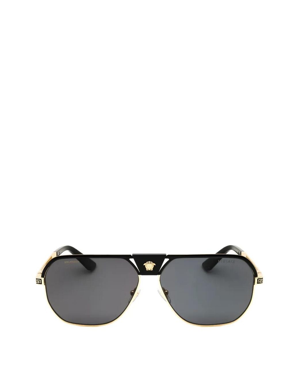 Versace Gray Medusa Greca Pilot-Frame Sunglasses for men