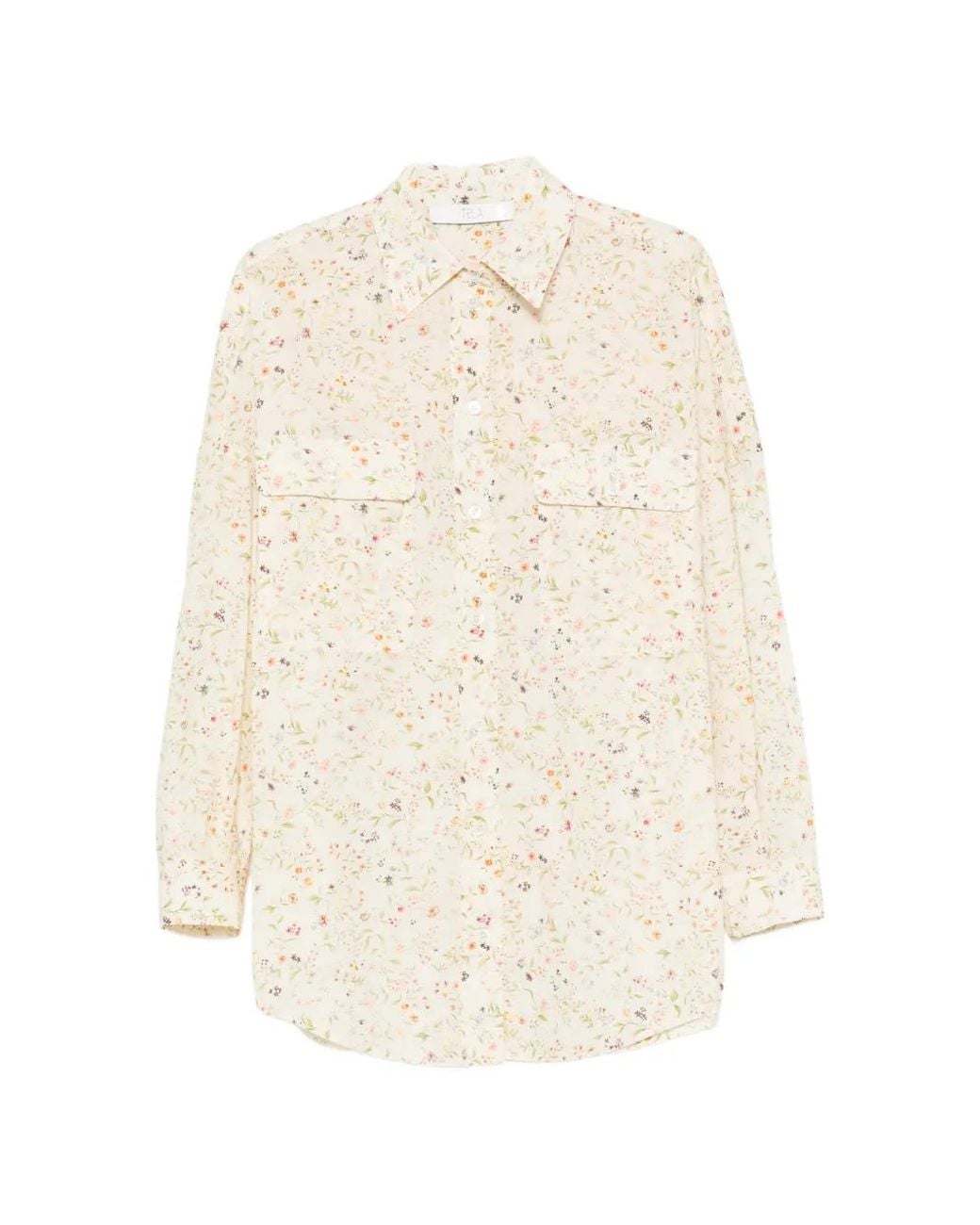Tela White Chemise Cialda À Fleurs