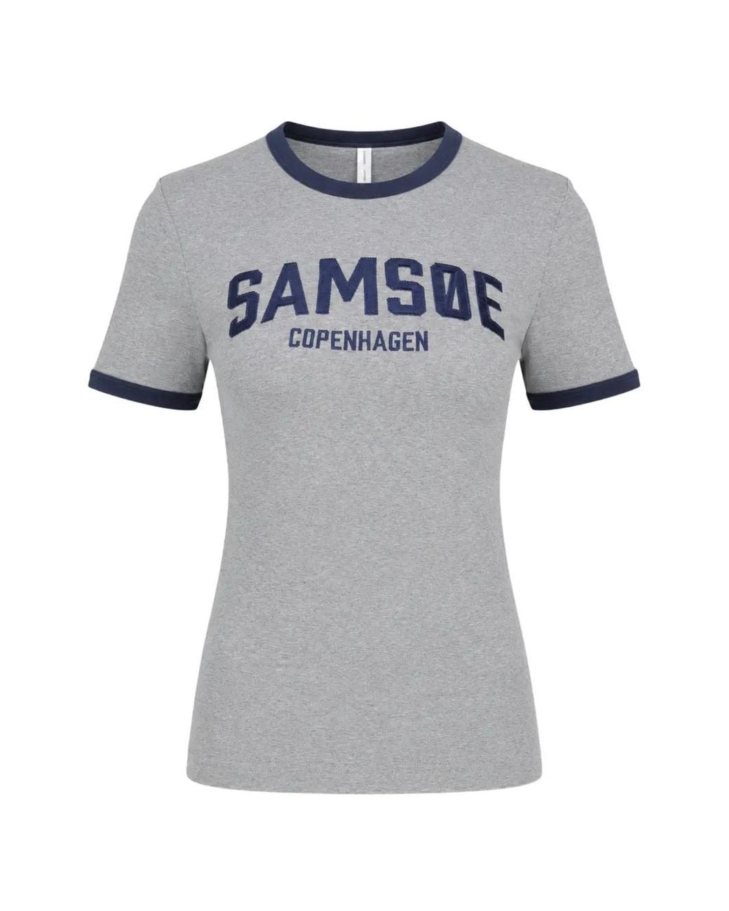 Samsøe & Samsøe Gray Sabond Logo-Print T-Shirt