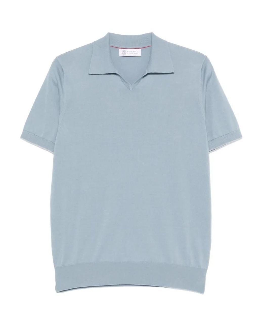 Brunello Cucinelli Blue V-Neck Short-Sleeve Top for men