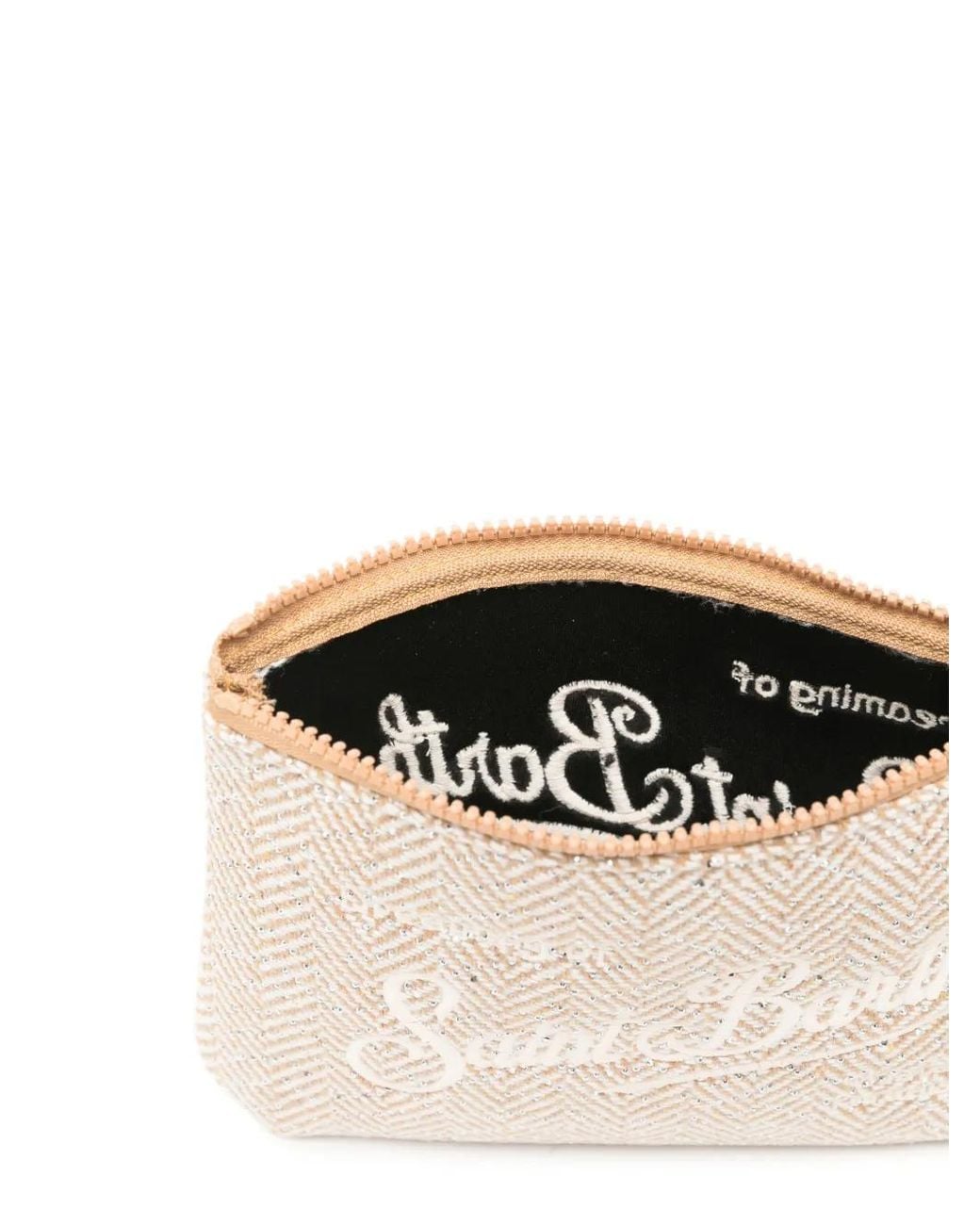 Mc2 Saint Barth Natural Herringbone Strass-Embellished Clutch Bag