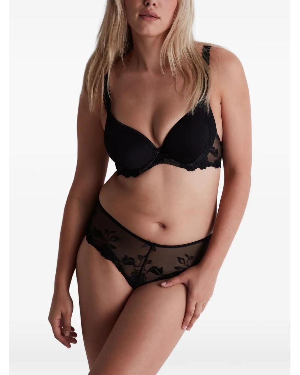 Aubade Black Softessence Embroidered T-Shirt Bra