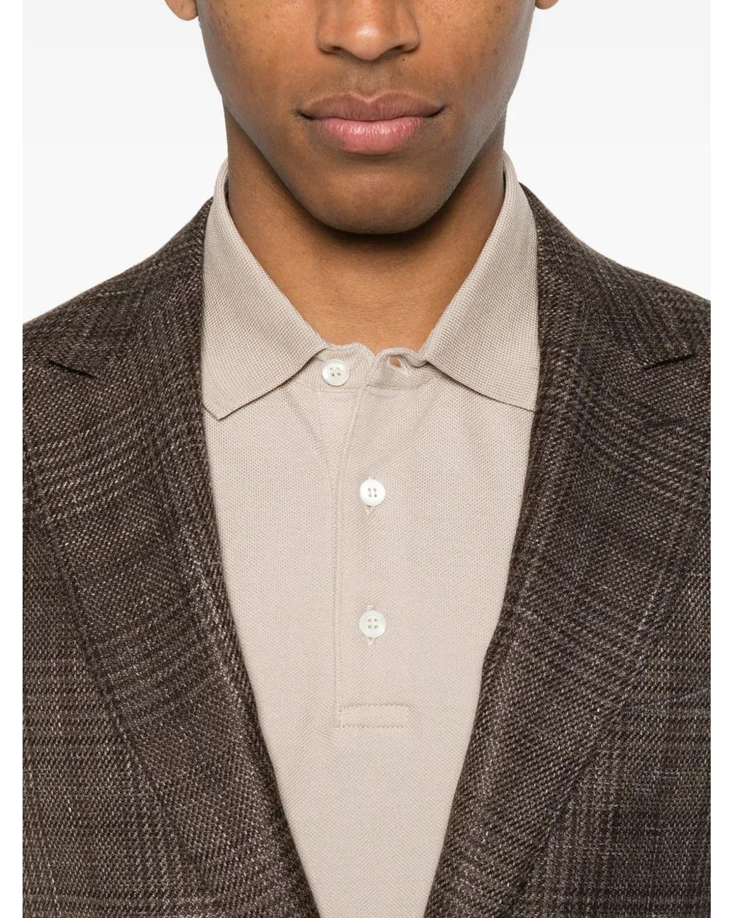 Canali Brown Blazer Rena Droit À Carreaux for men
