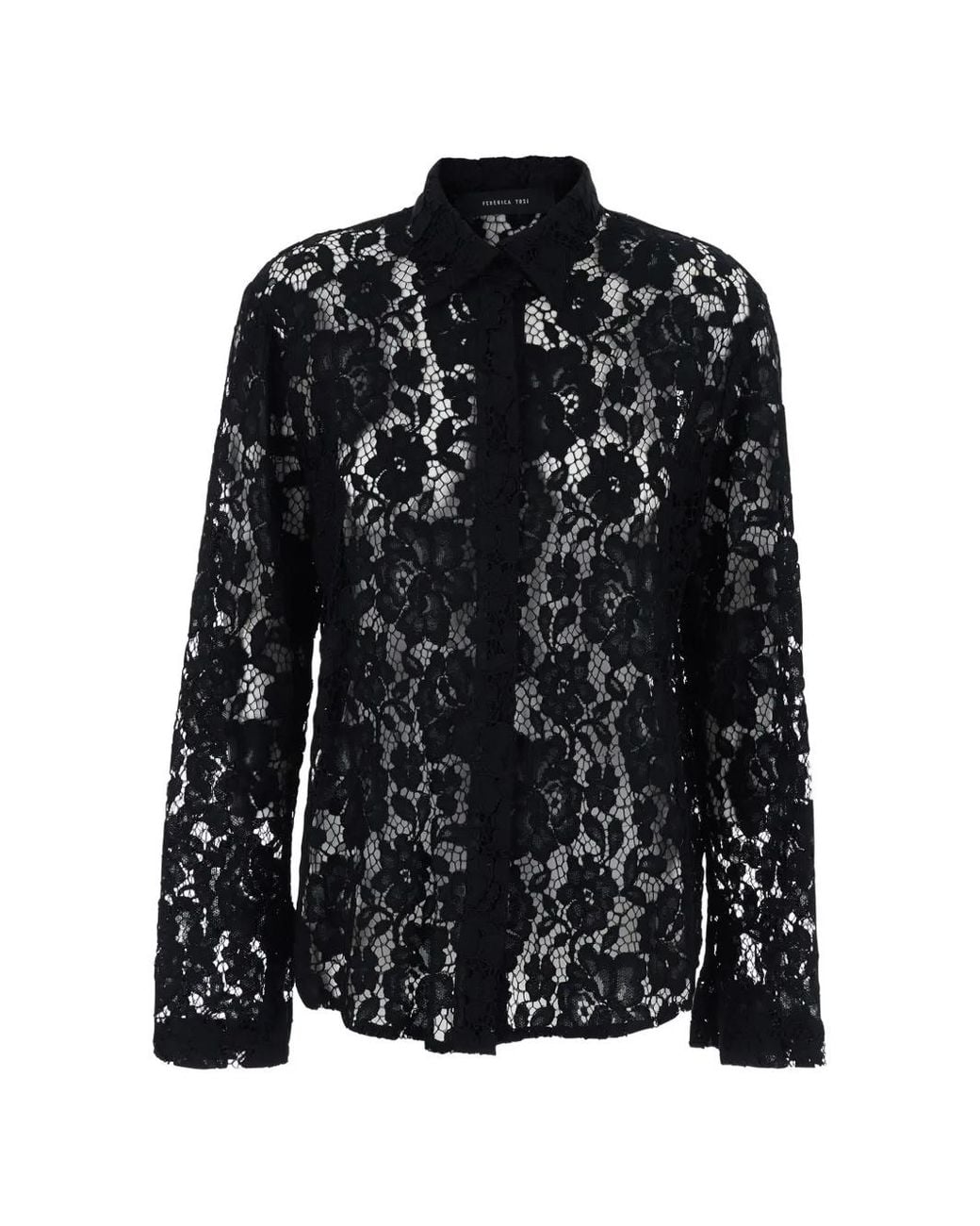 FEDERICA TOSI Black Floral Lace Shirt