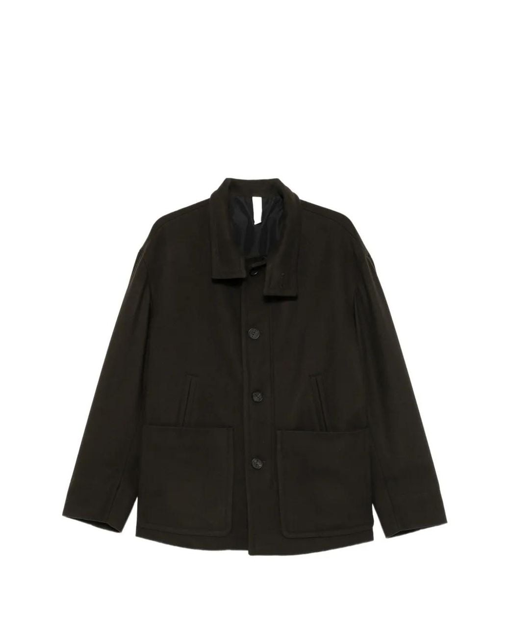 Hevò Black Button-Up Patch-Pocket Short Coat for men