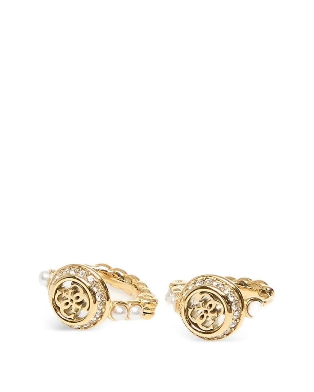 Guess Metallic Tiny Logo-Plaque Earrings