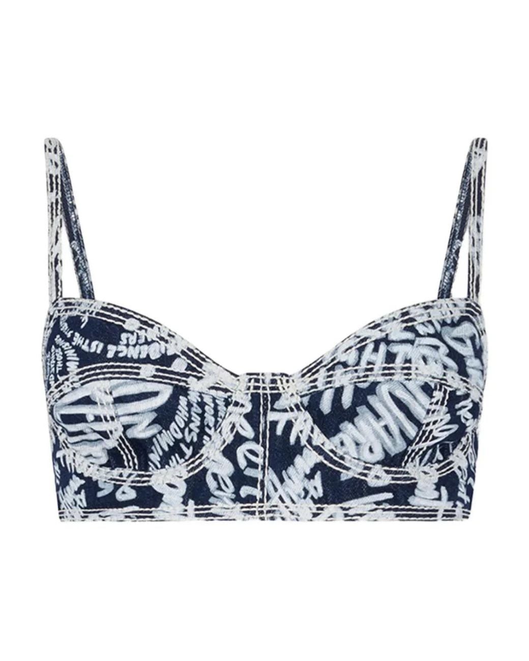 DSquared² Blue Rebel Hibiscus Dark Flower Wash Tiki Bra