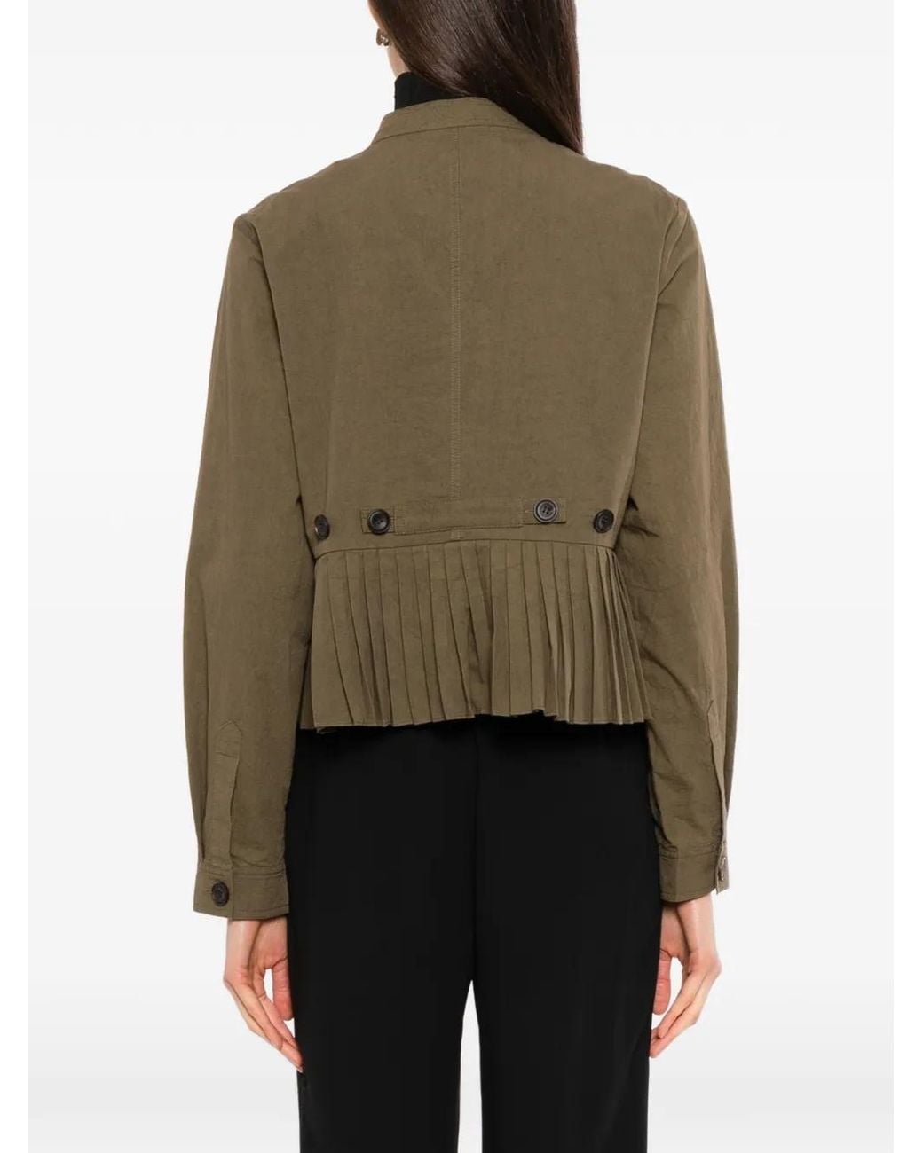 COTEMP Green Pleated-Hem Cropped Jacket