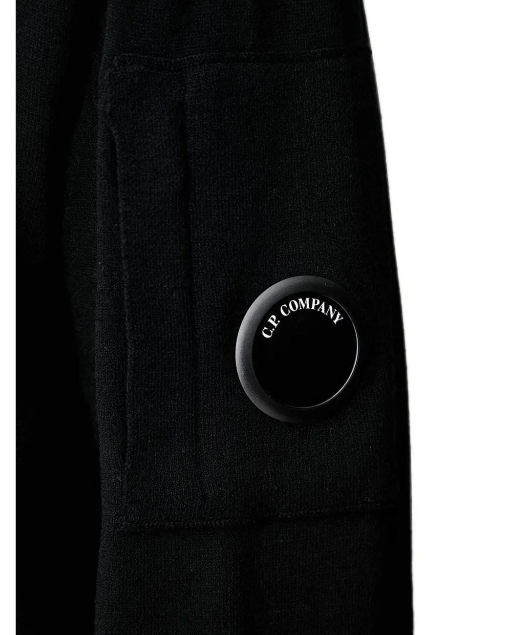 C P Company Black Lens-Detail Quarter-Zip Sweater for men