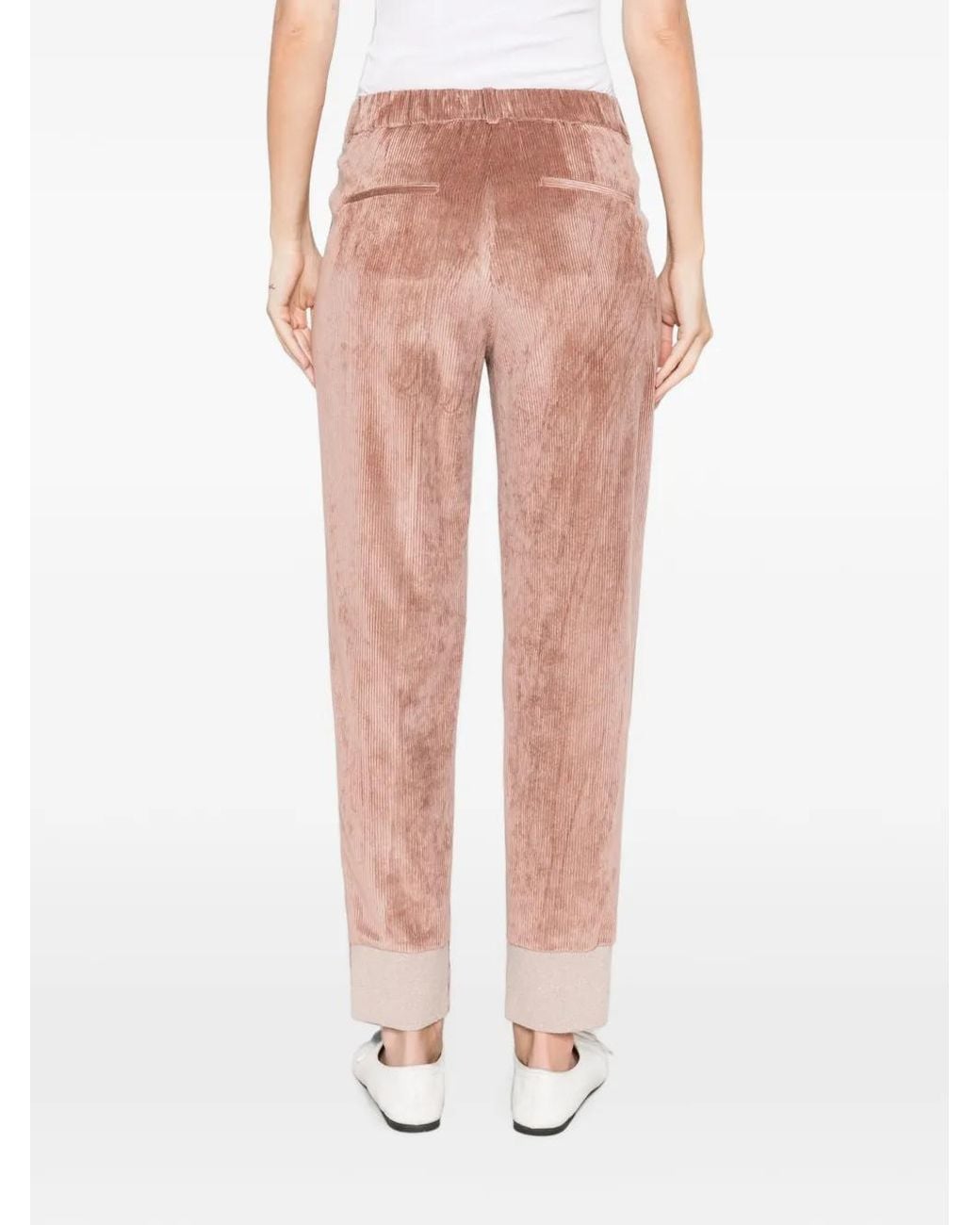 Peserico White Pantalon En Velours Côtelé