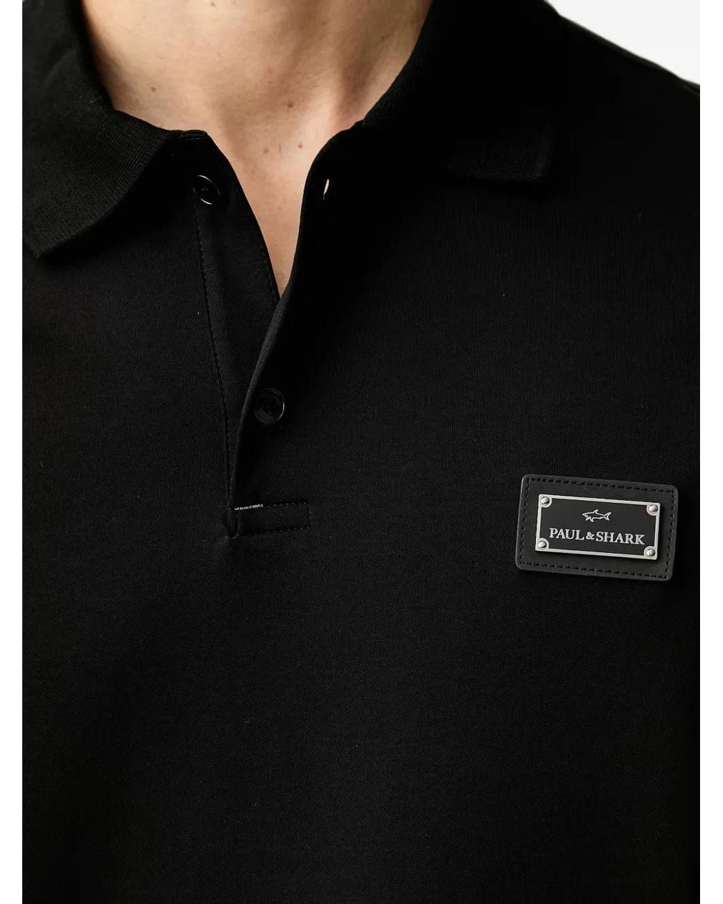 Paul & Shark Black Polo À Plaque Logo for men