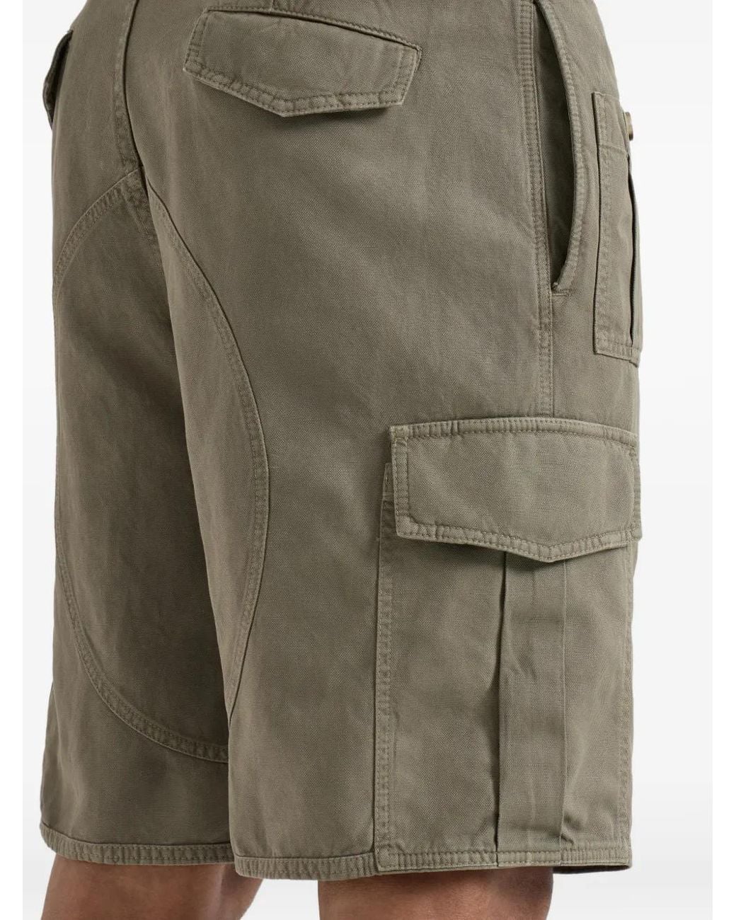 Brunello Cucinelli Gray Garment-dyed Bermuda Shorts In Cotton And Linen Canvas With Cargo Pockets for men