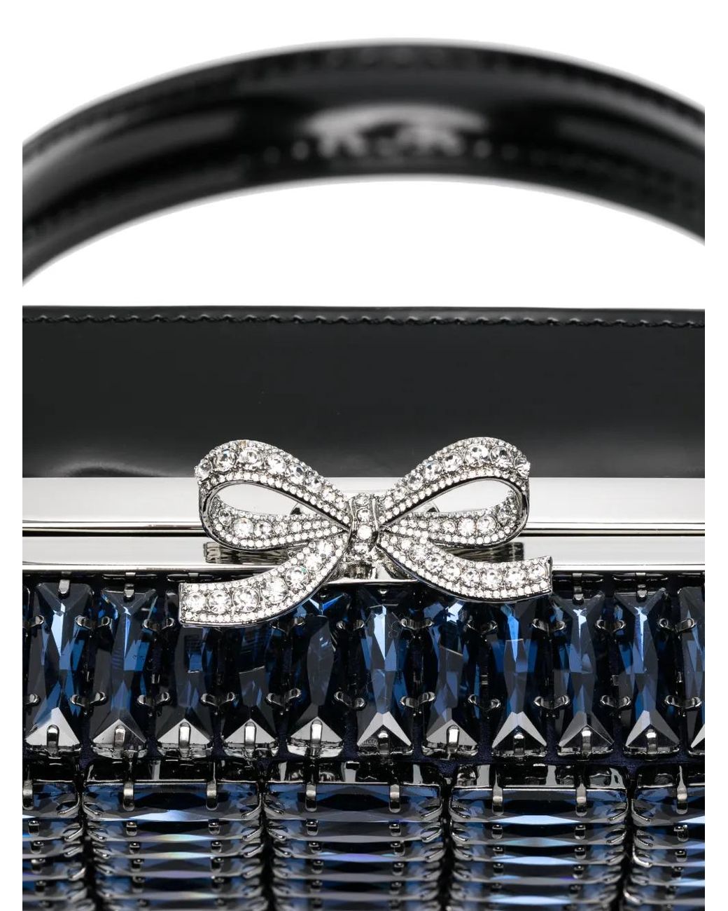 Self-Portrait Blue Crystal-Embellished Top-Handle Mini Bag