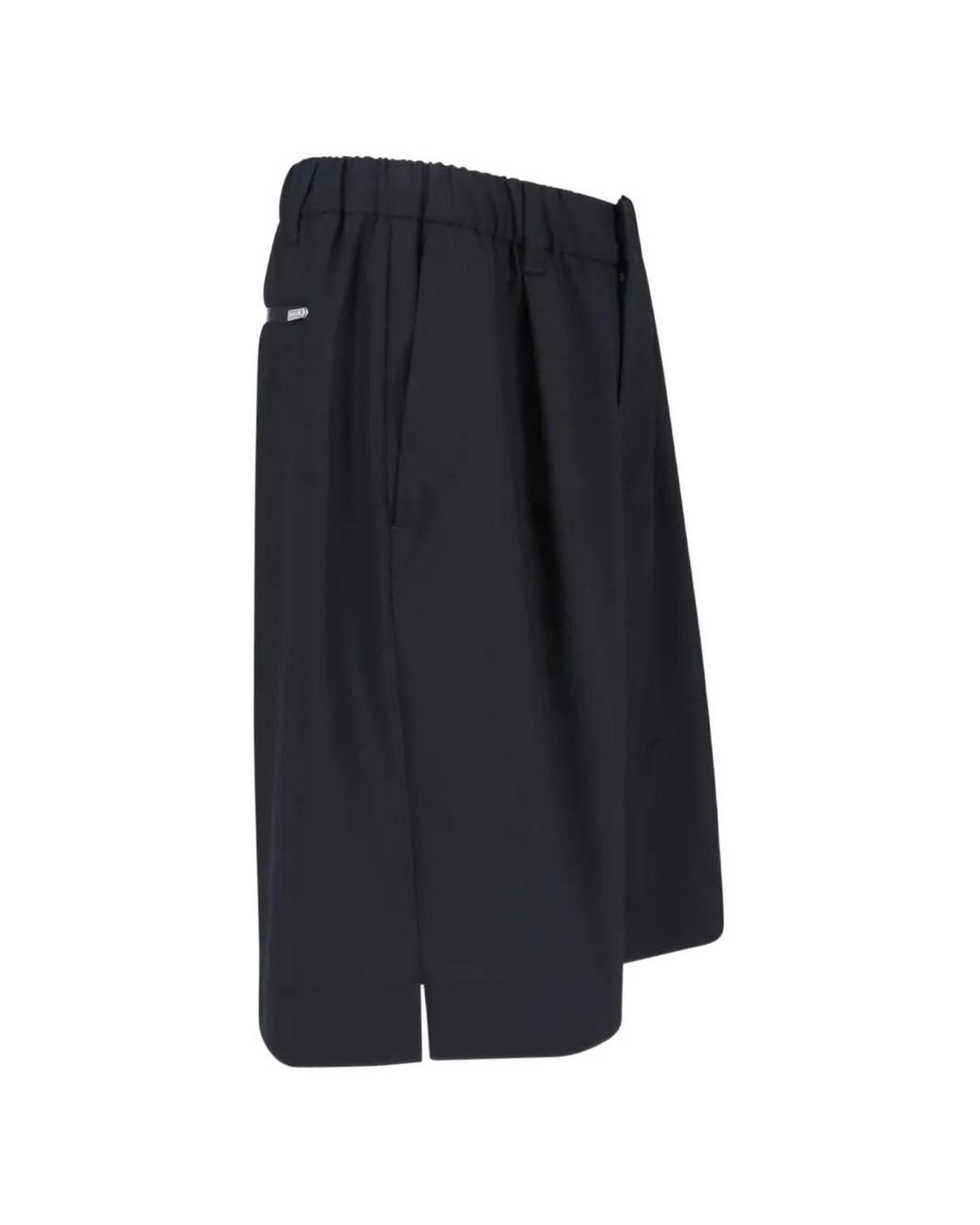 Laminar Black Elasticated Wool Blend Shorts for men