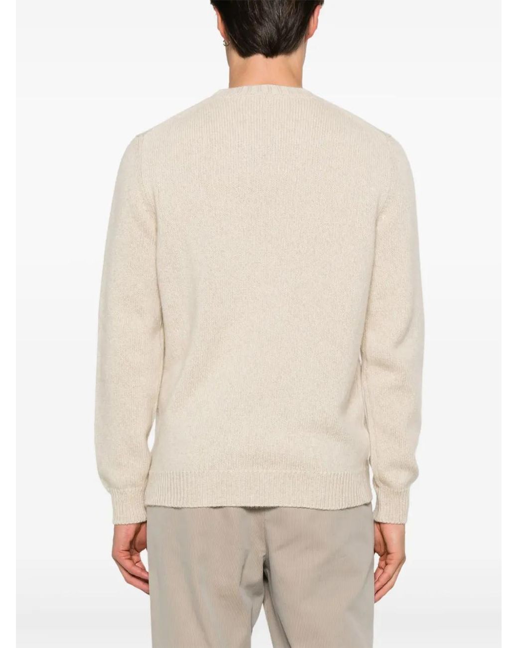 Fedeli Klassischer Kaschmirpullover in Natural für Herren