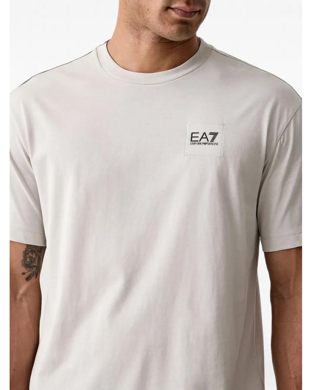 EA7 White Logo-Patch T-Shirt for men