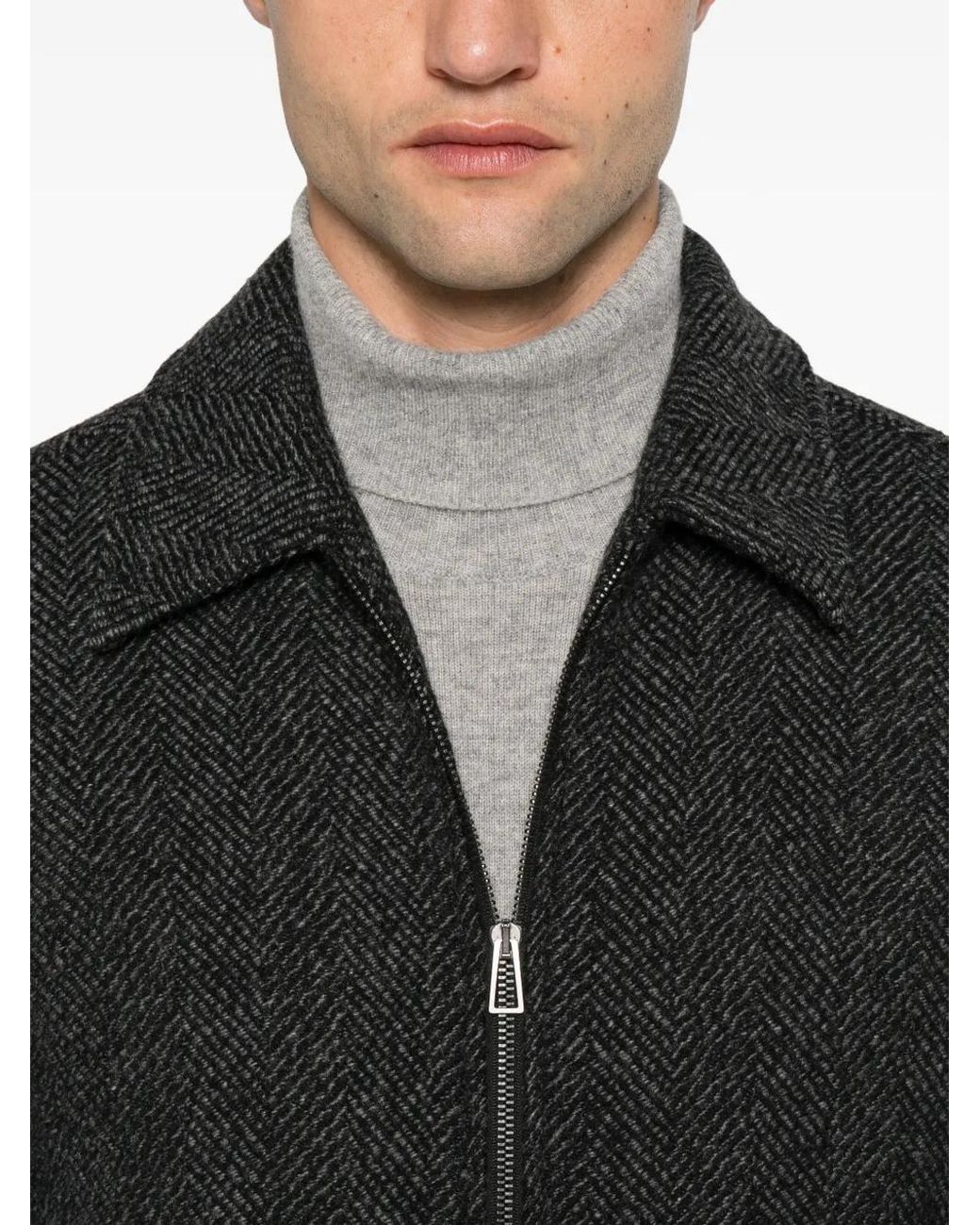 Paul Smith Black Harrington Herringbone-Pattern Front-Pocket Jacket for men