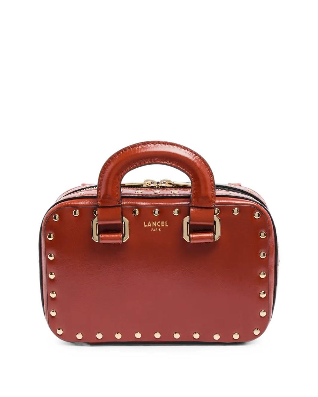Lancel Red Mini Vanity Stud-Embellished Tote Bag