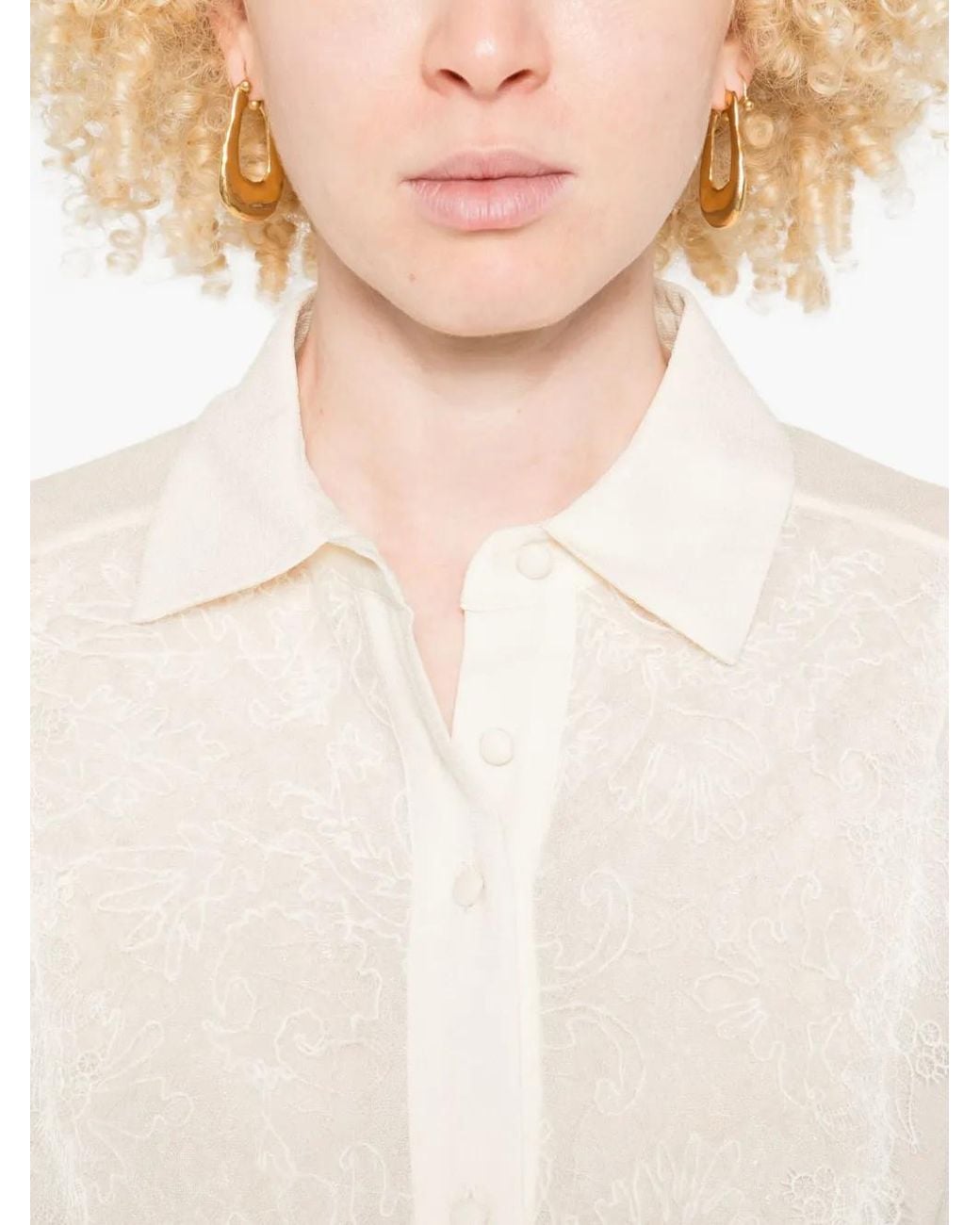 ERMANNO FIRENZE White Embroidered-Collar Shirt