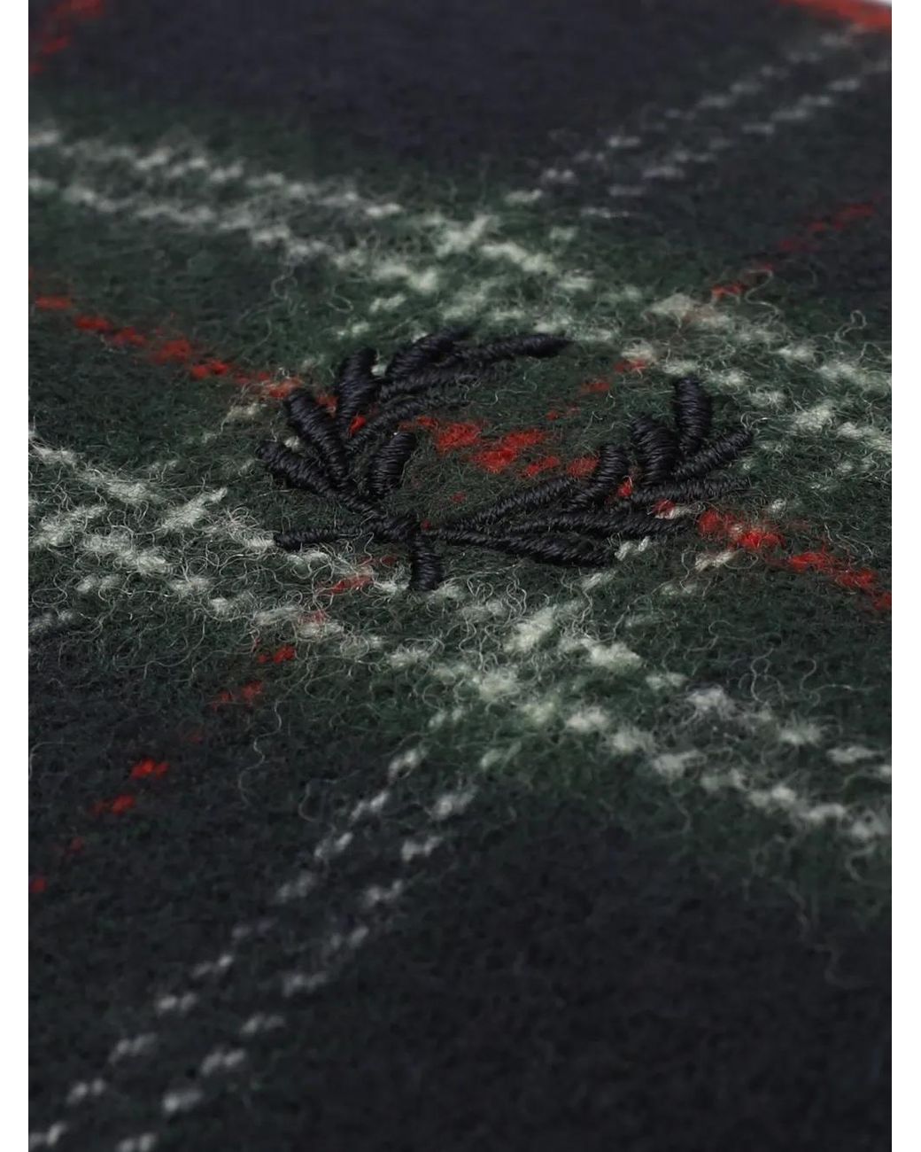 Fred Perry White Tartan-Check Scarf for men