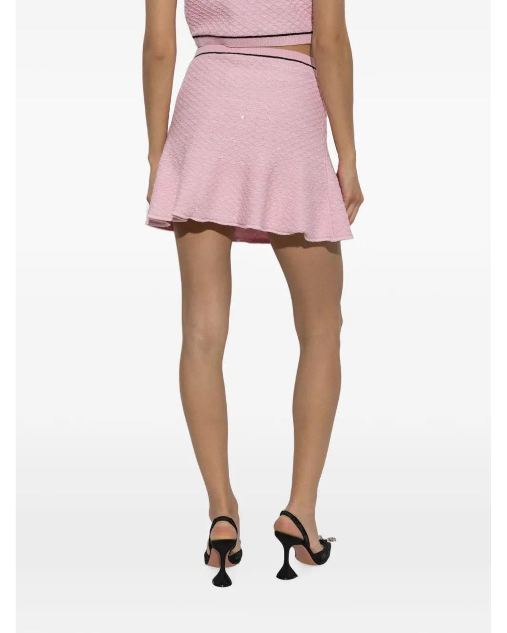 Self-Portrait Pink Flower Knit Mini Skirt