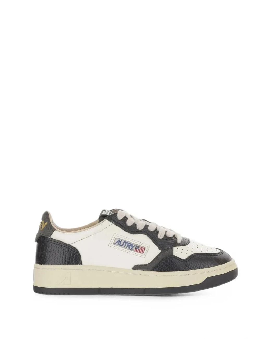 Autry White Medalist Croc-Effect Sneakers